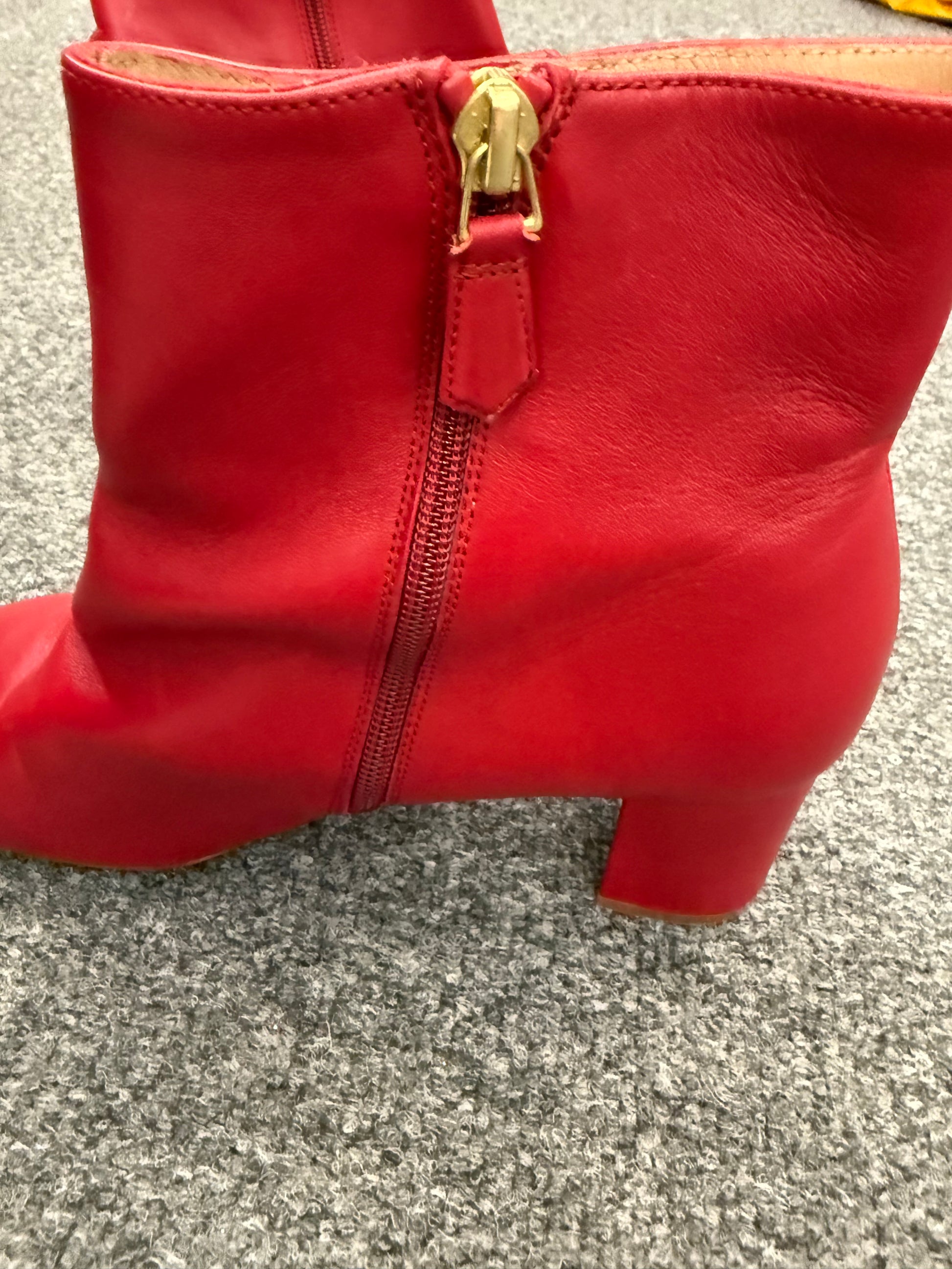 LK Bennett red leather zip ankle boots