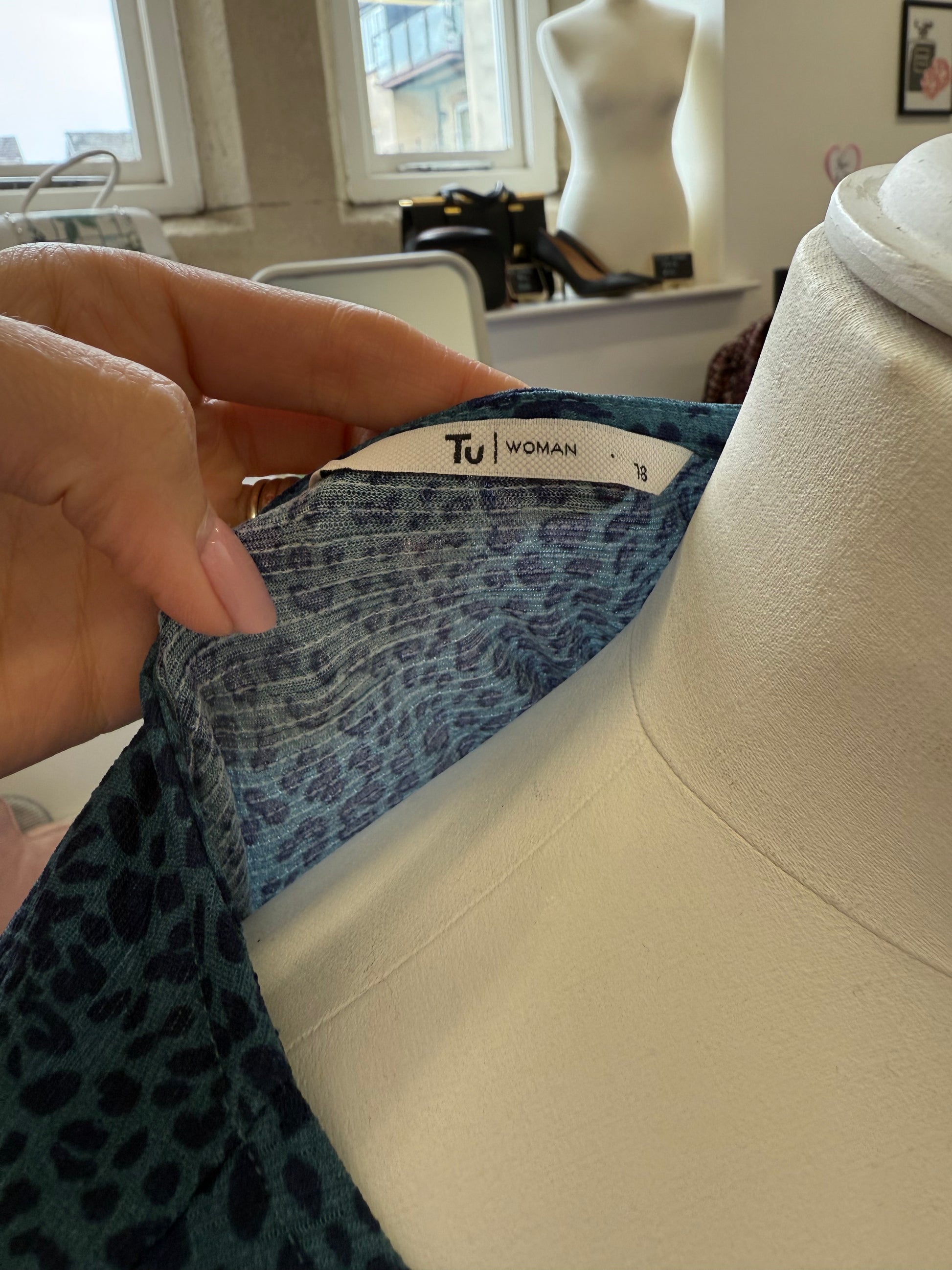 TU animal print long sleeve tie blouse