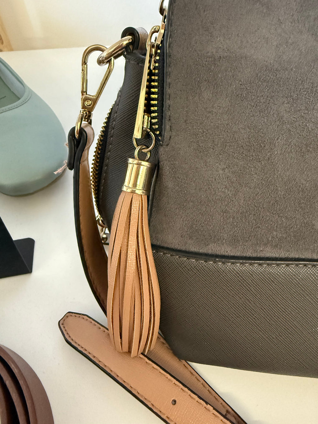 River Island grey tassel bag