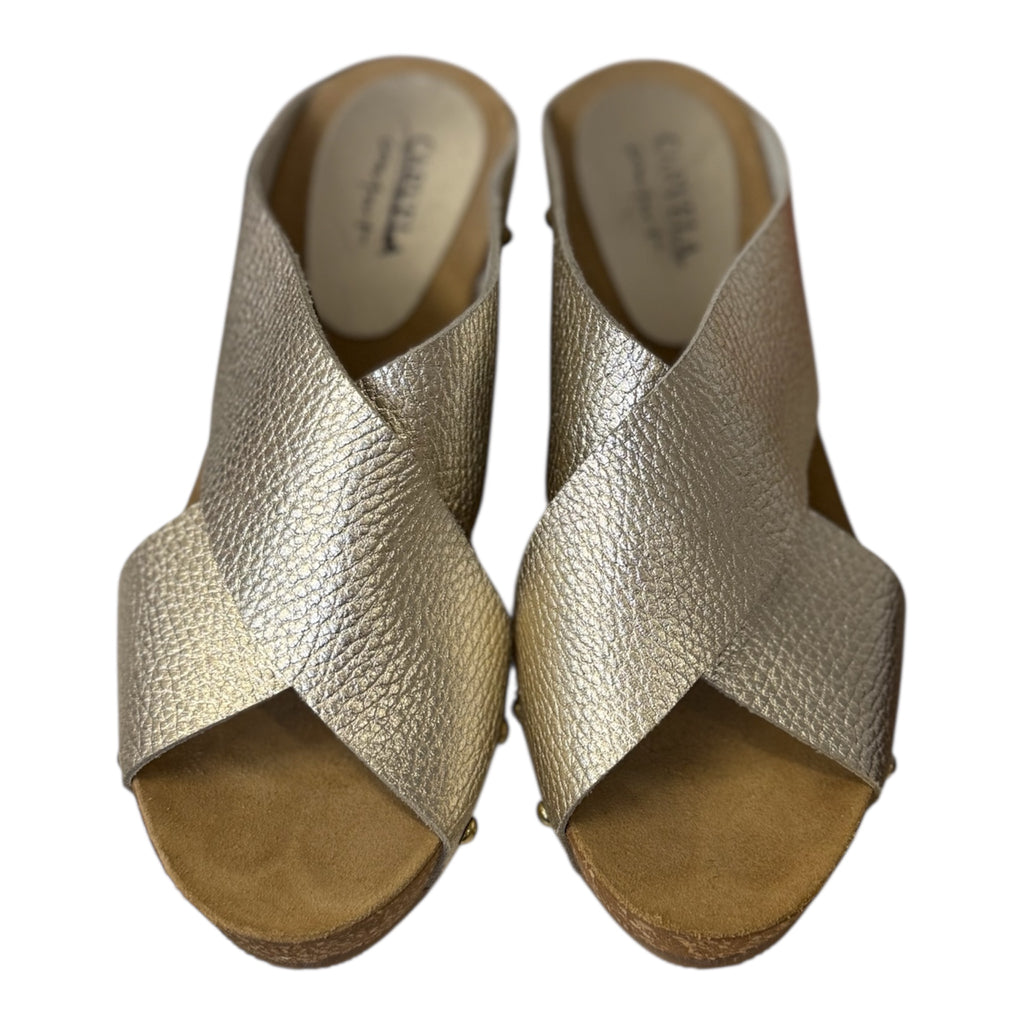 Carvela gold cork wedges