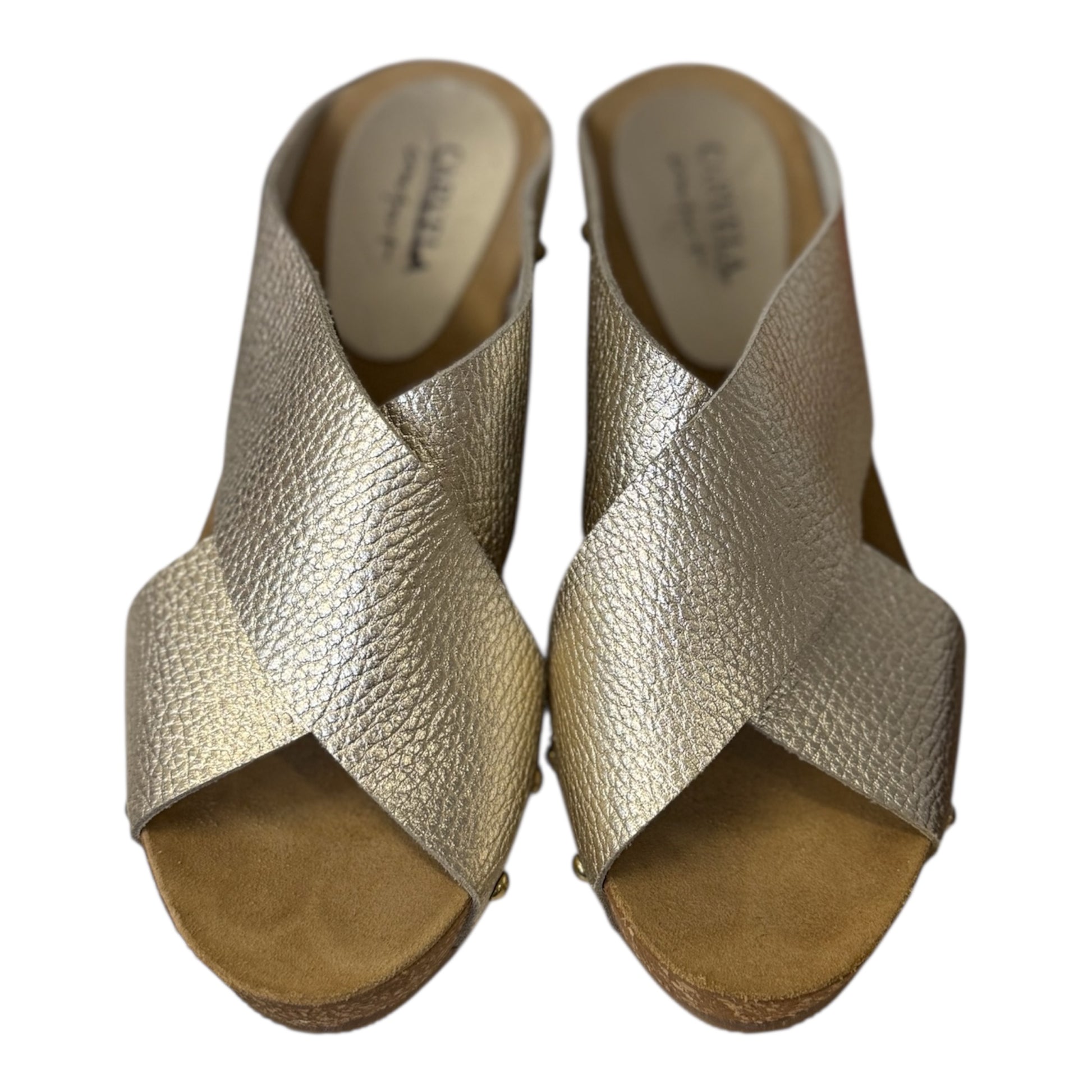 Carvela gold cork wedges