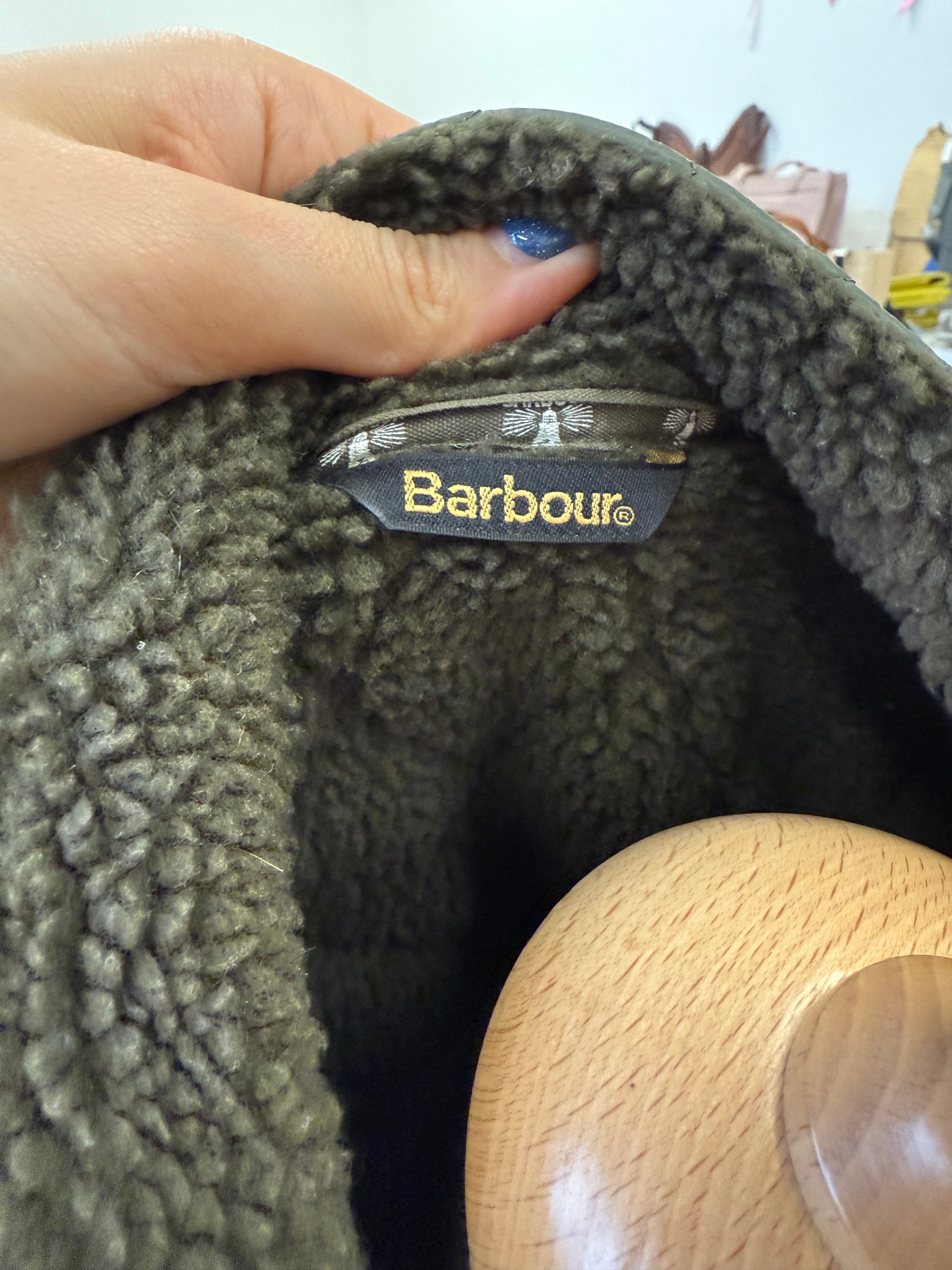 Barbour khaki padded fleece lined jacket