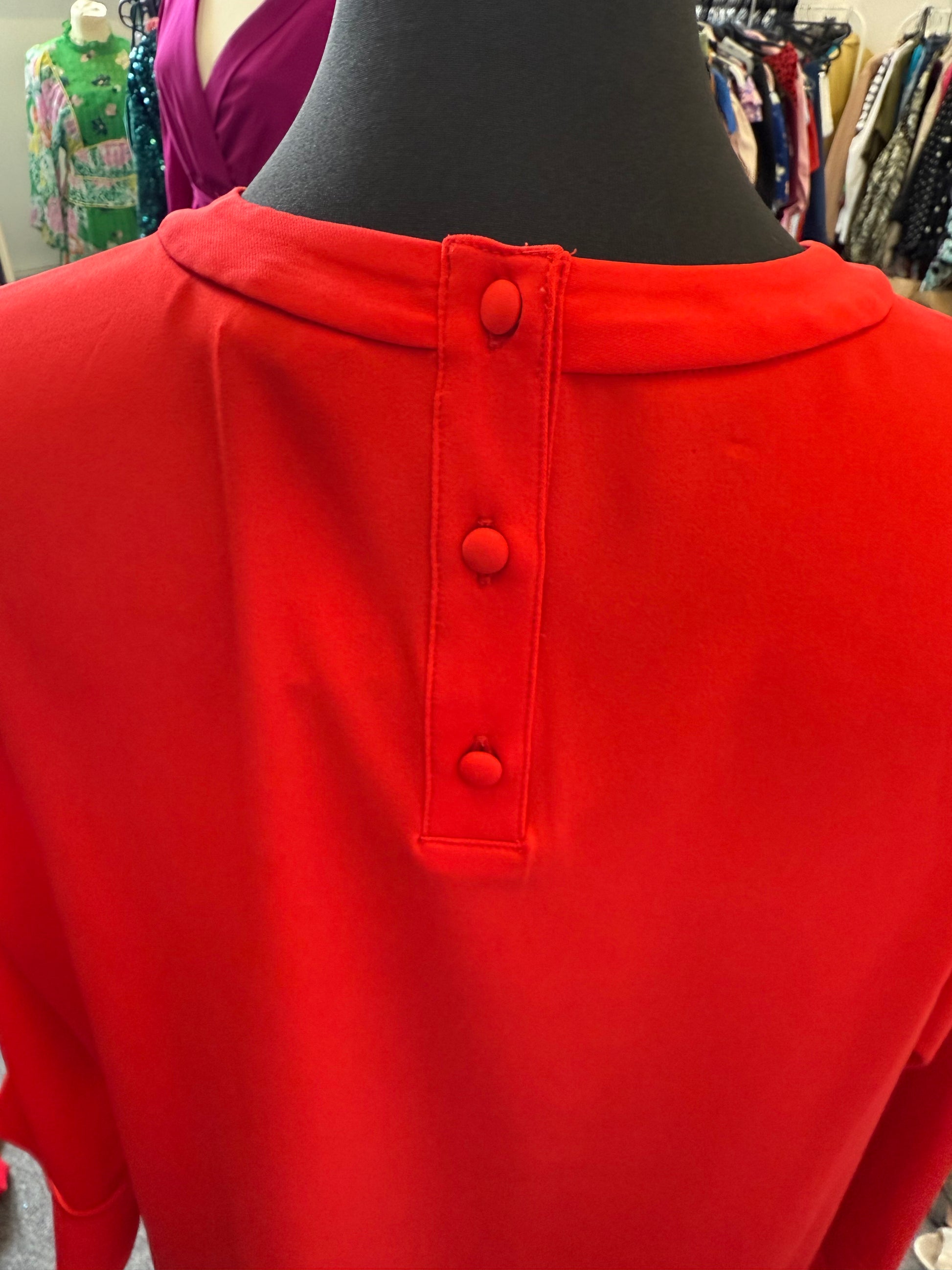 Next red button back bell sleeve blouse
