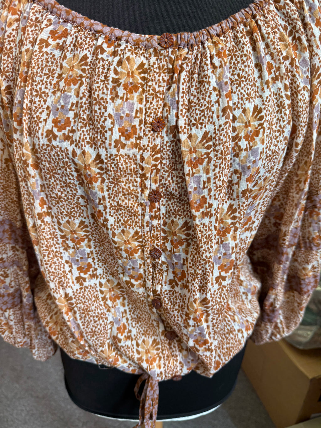 Floral button fastening long sleeve blouse
