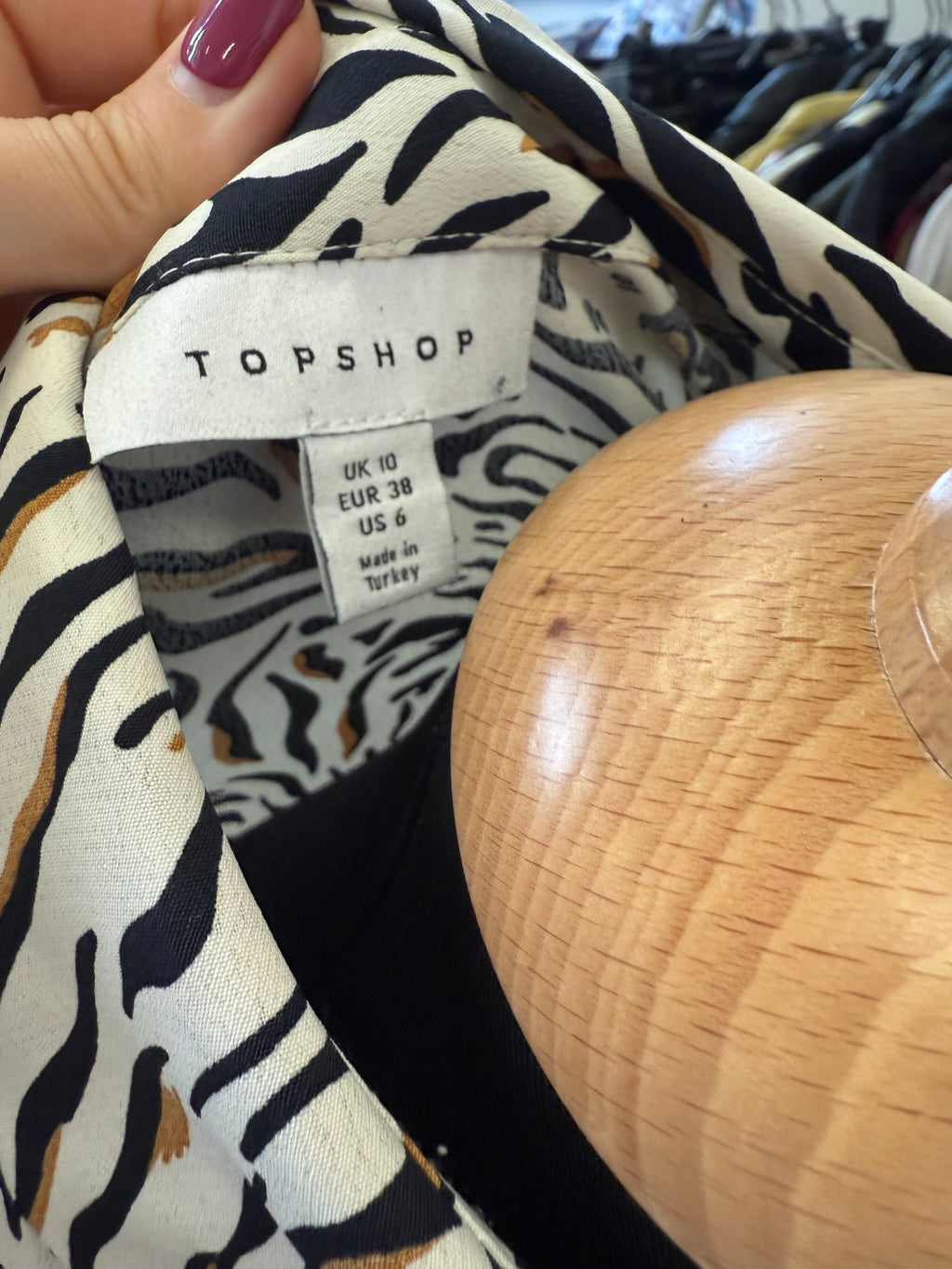 Topshop animal print frill sleeve blouse