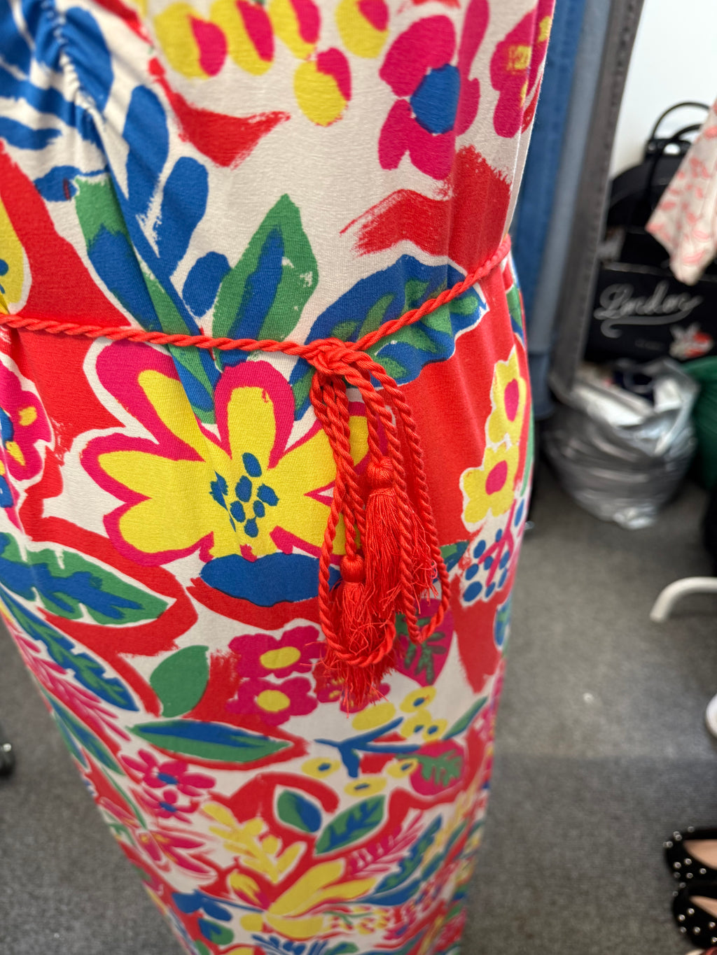 M&S floral print tassle belt maxi dress