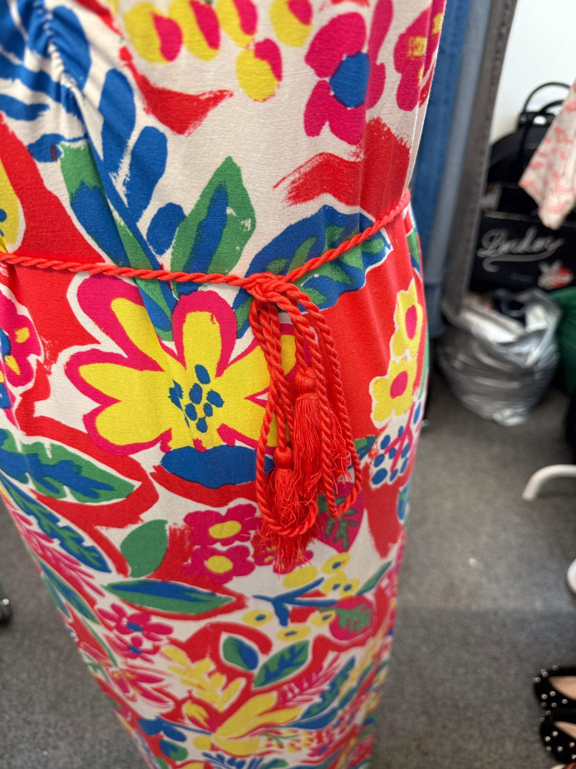 M&S floral print tassle belt maxi dress