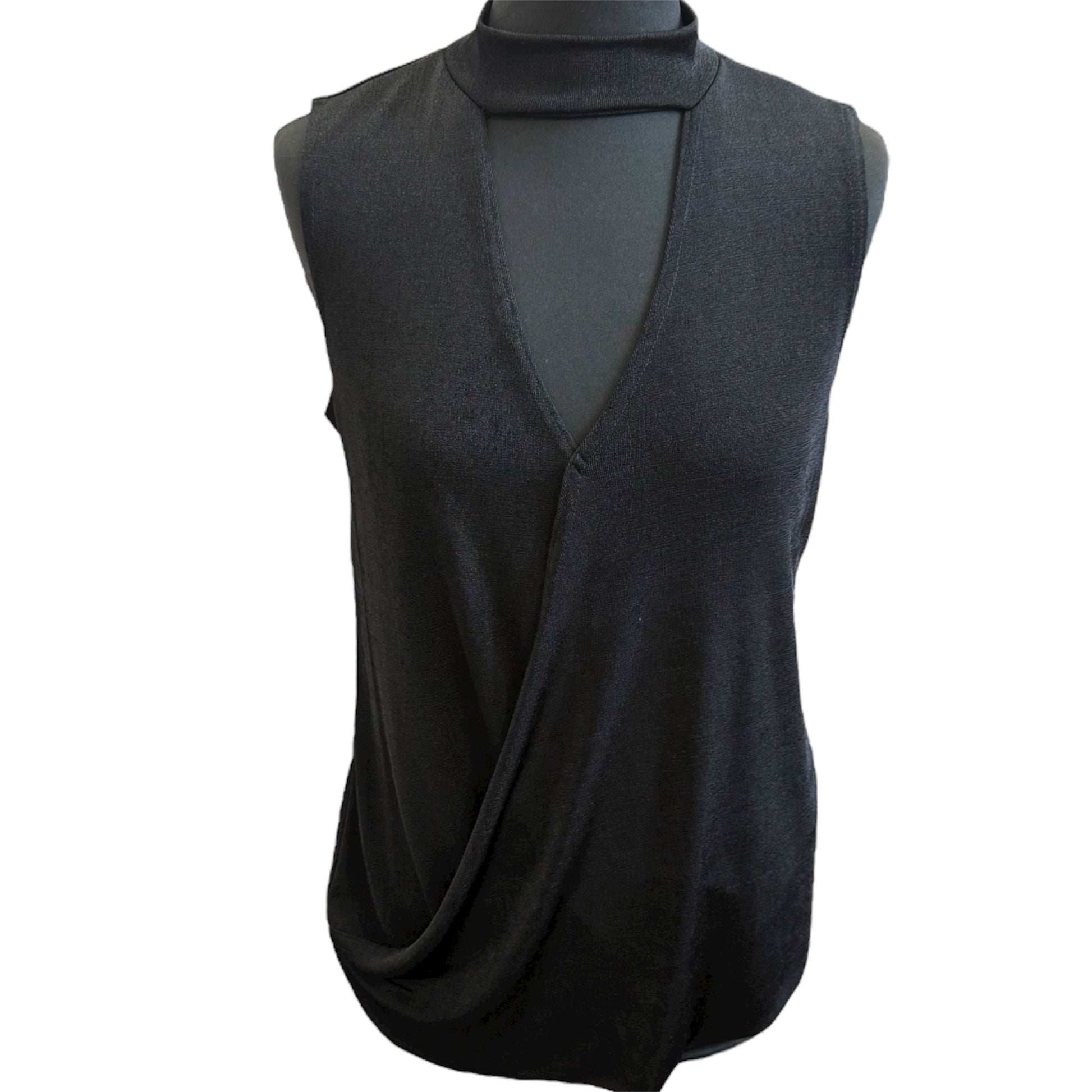 Very black sleeveless high neck top