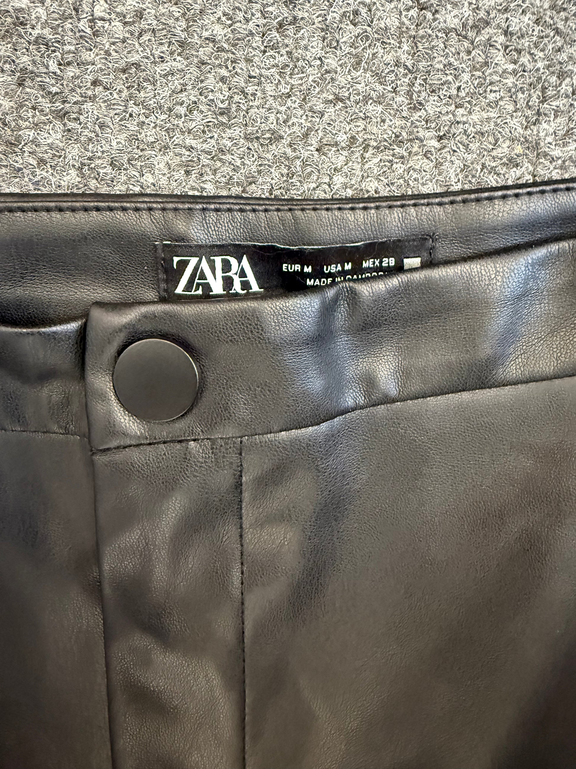 Zara faux leather zip bottom slim fit trousers