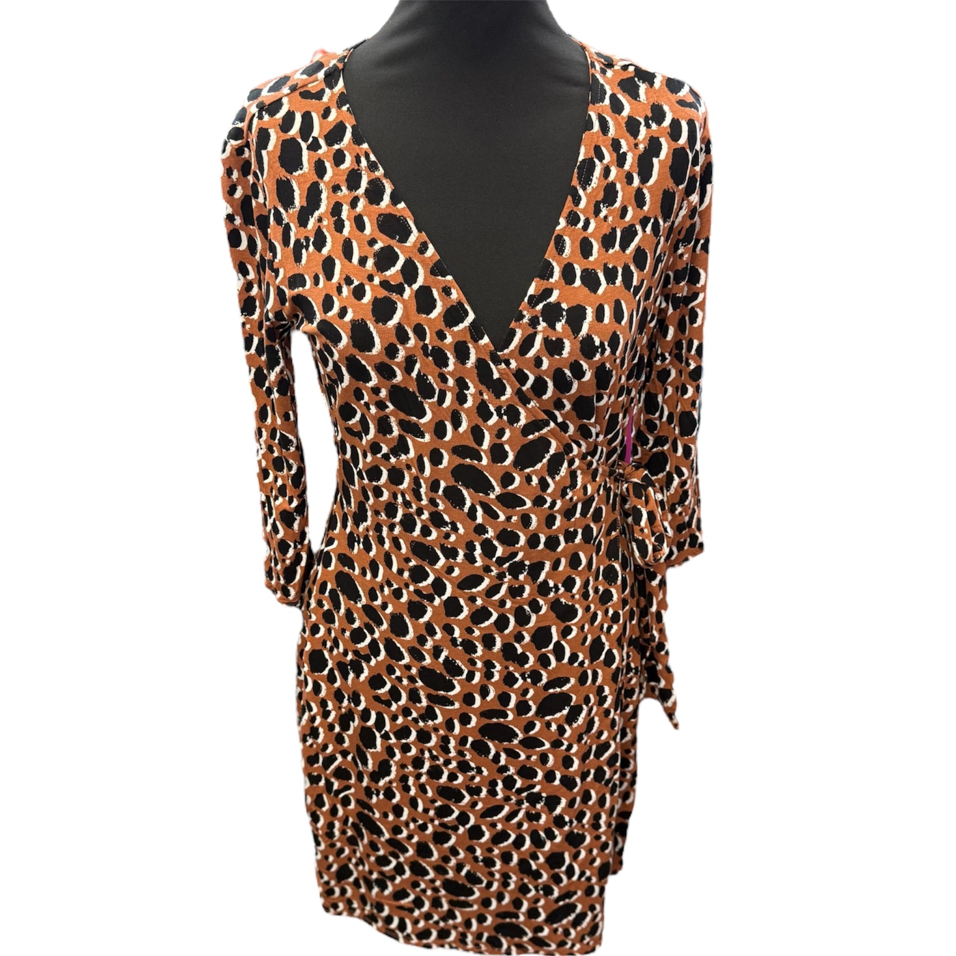New Look animal print long sleeved wrap dress