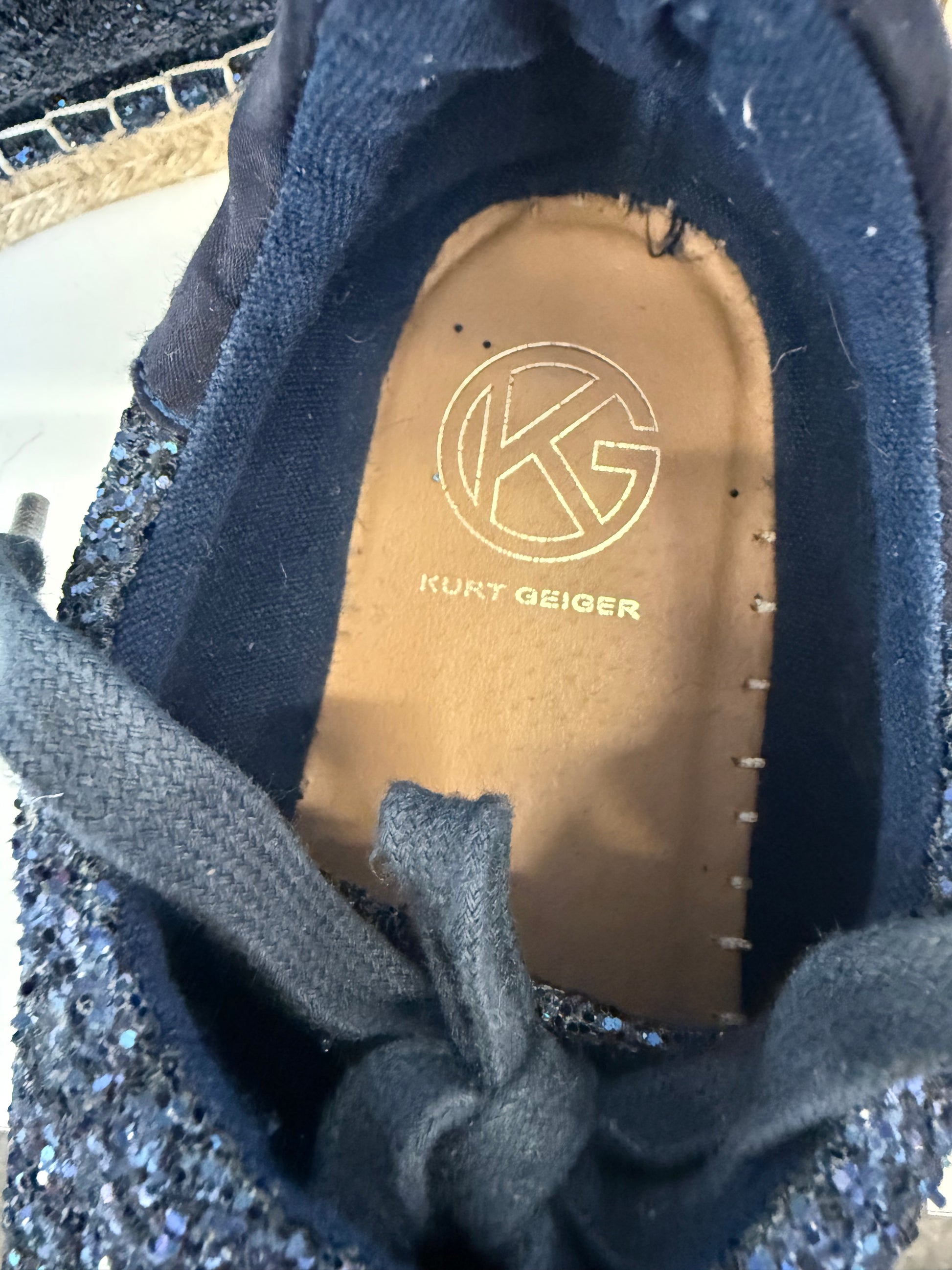 Kurt Geiger blue glitter laced espadrilles