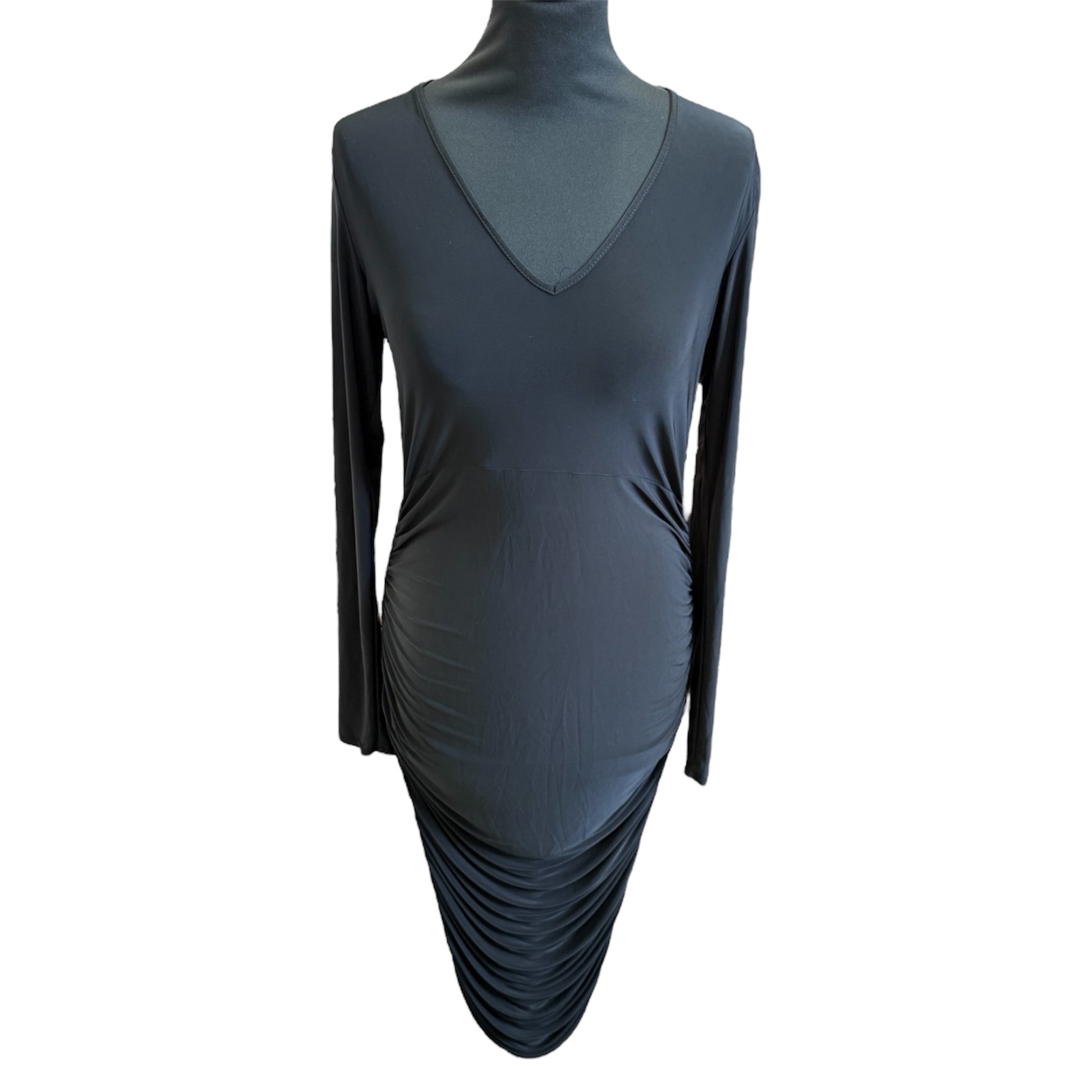 Boohoo rusche long sleeve midi dress