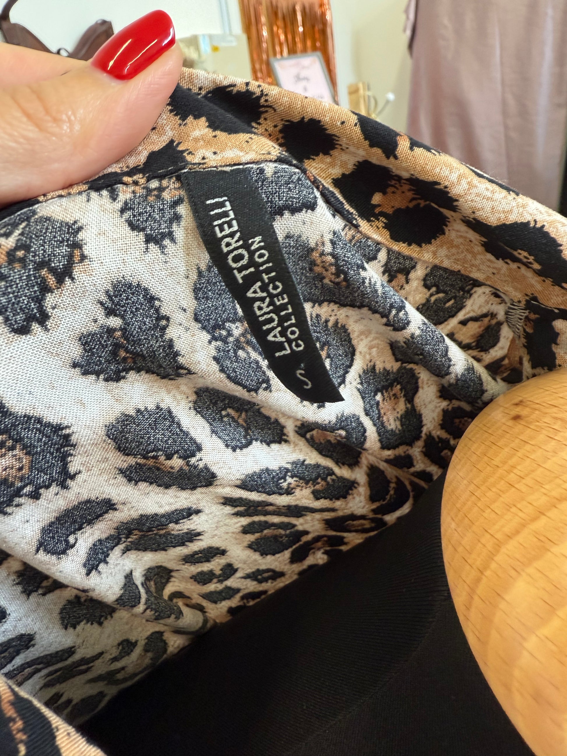 Laura Torreli animal print tie front blouse