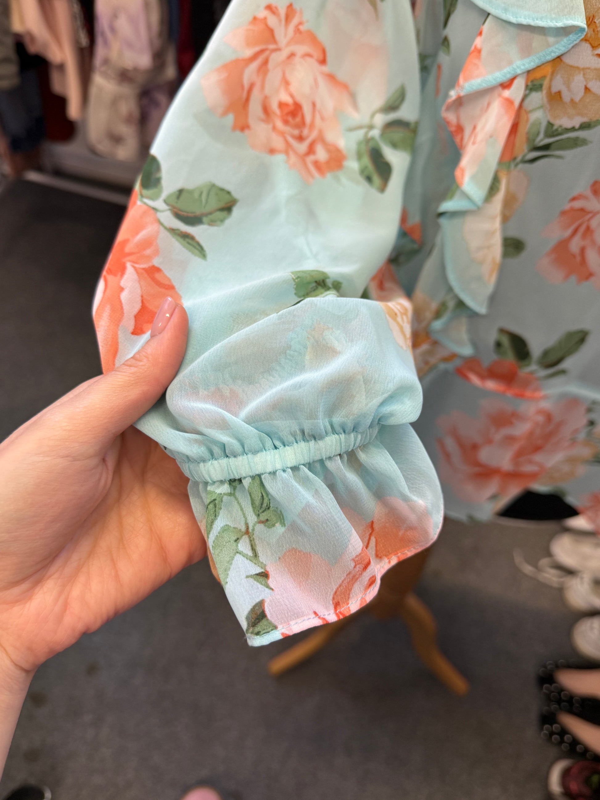 River Island floral grill sheer blouse
