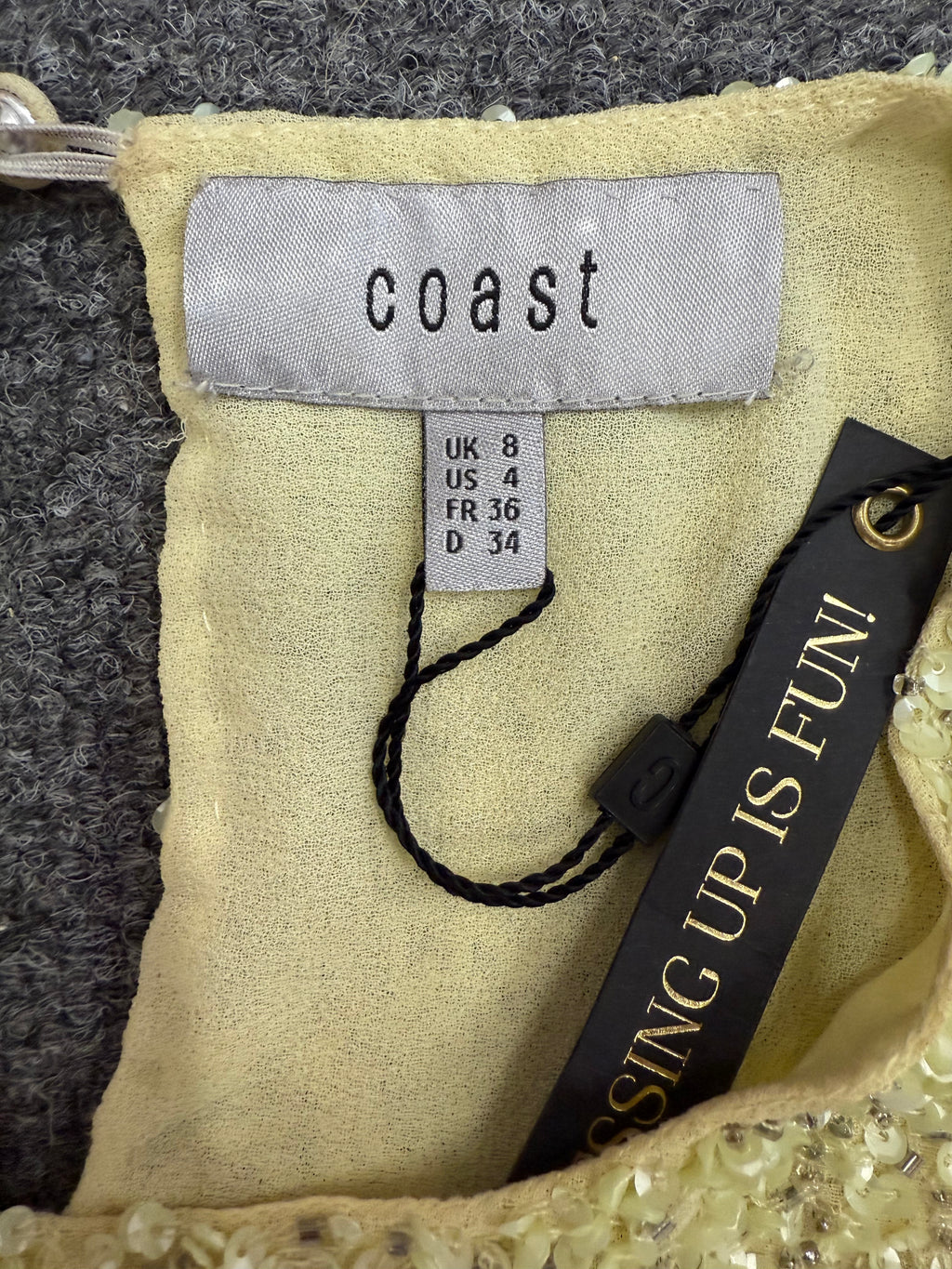 Coast yellow sequin crop evening top