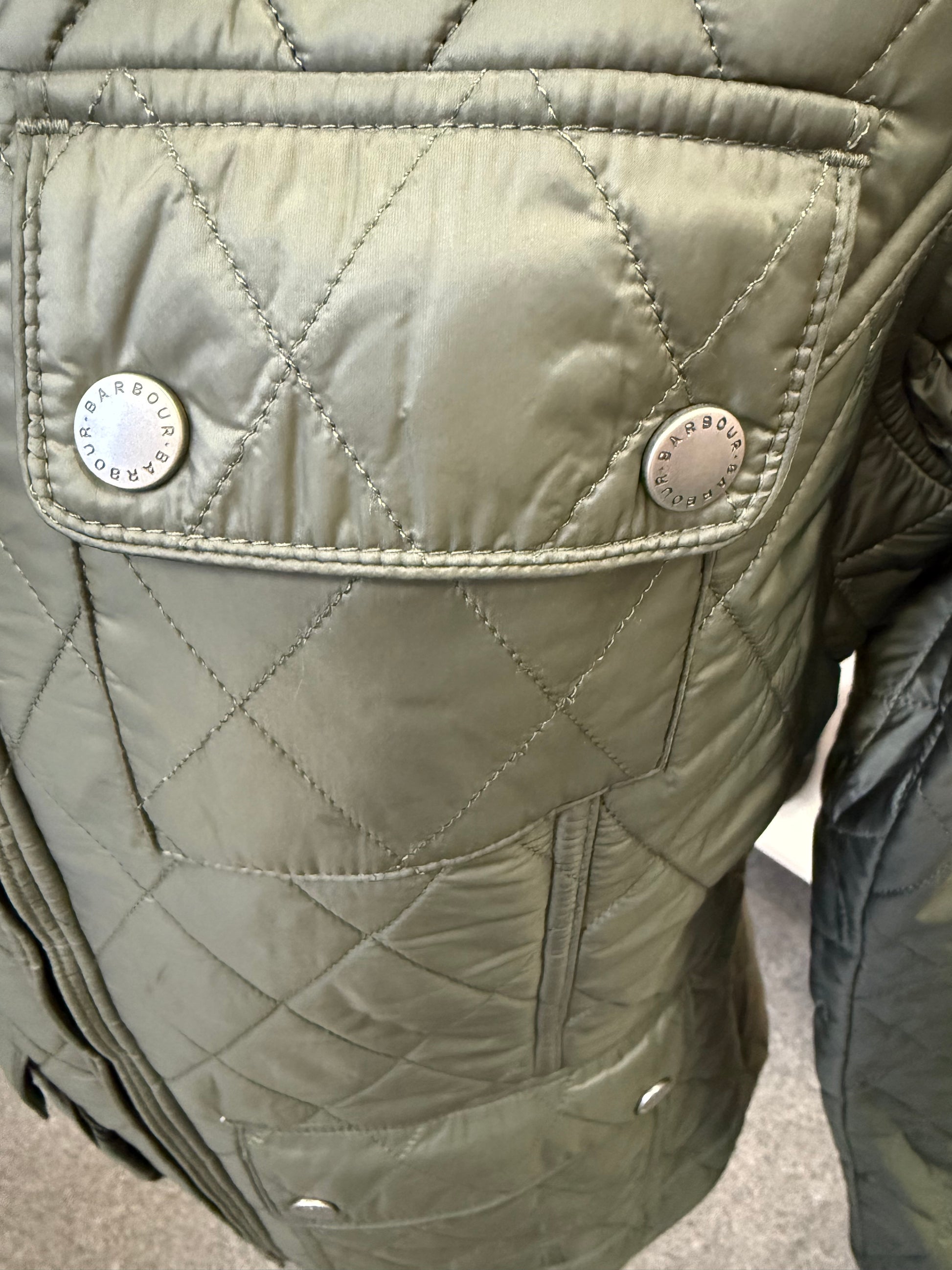 Barbour khaki padded fleece lined jacket