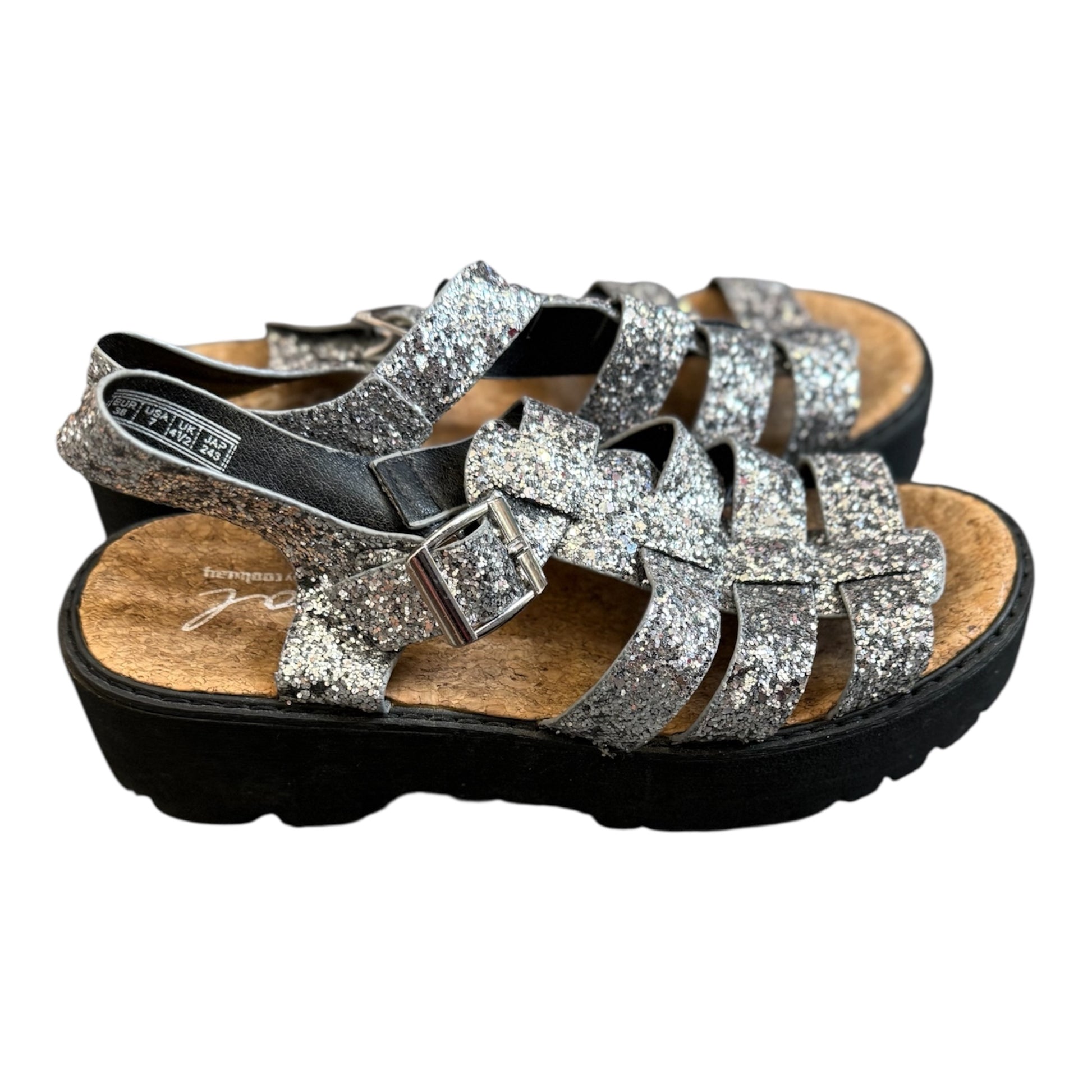 Coolway silver glitter chunky sandals