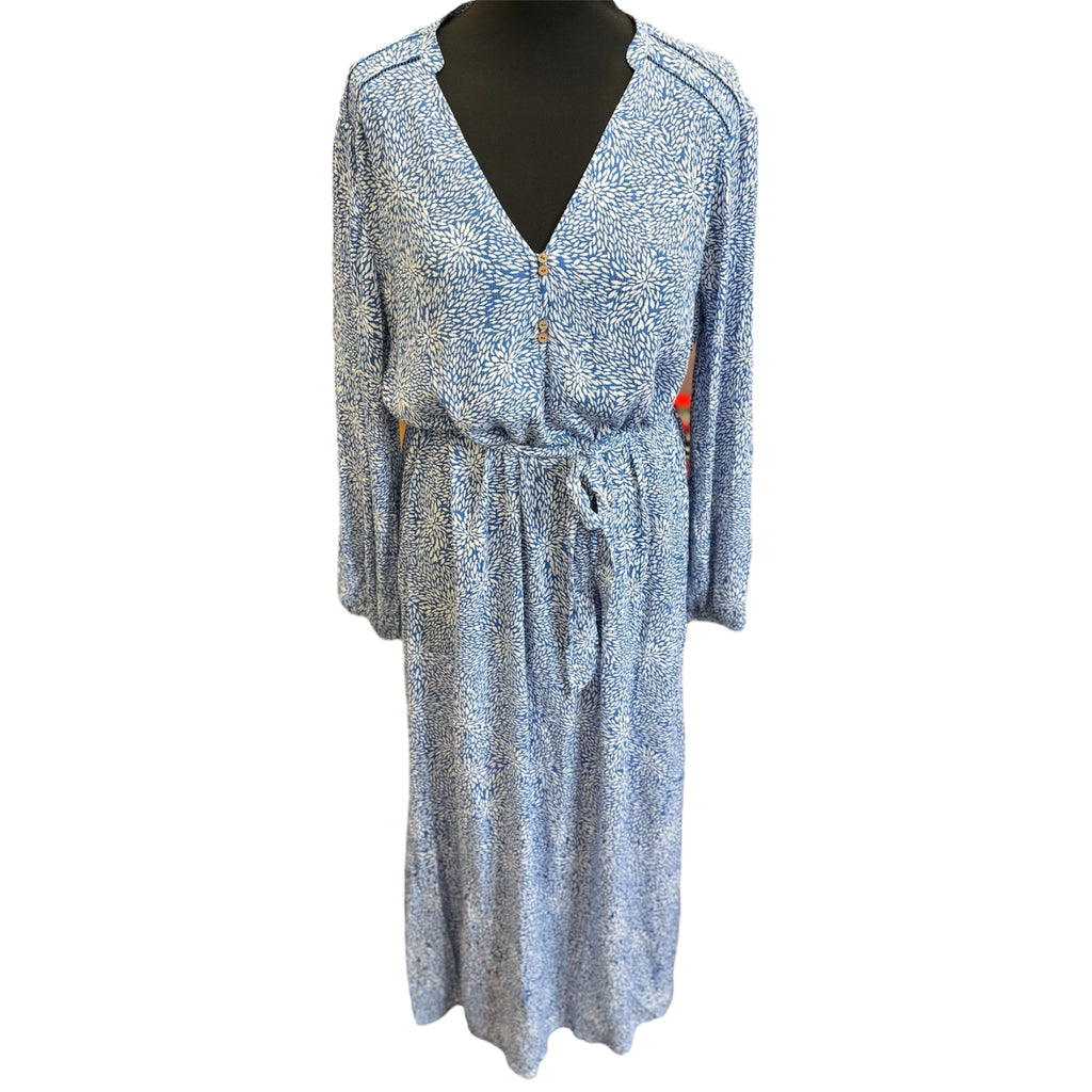 White Stuff blue print long sleeved maxi dress