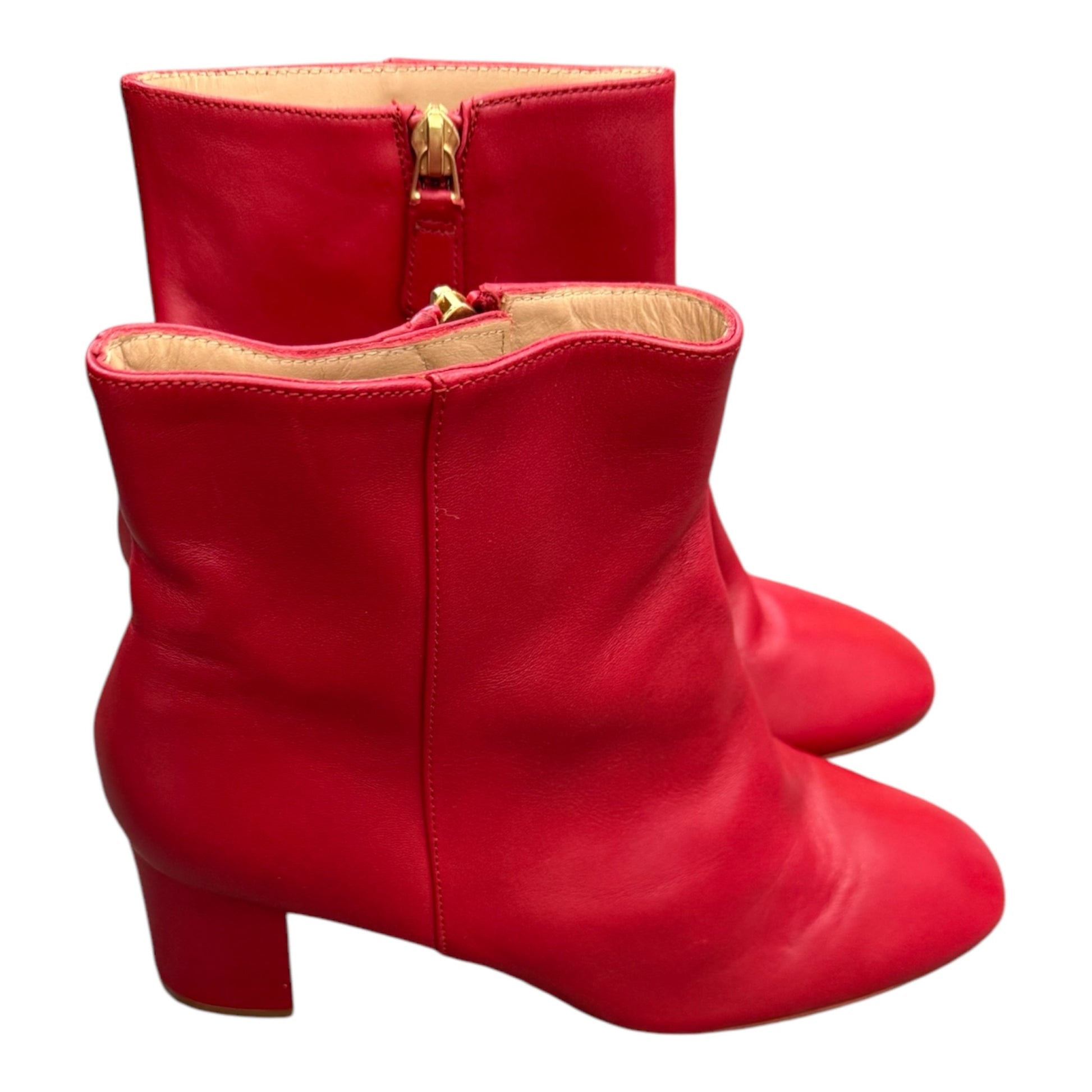 LK Bennett red leather zip ankle boots