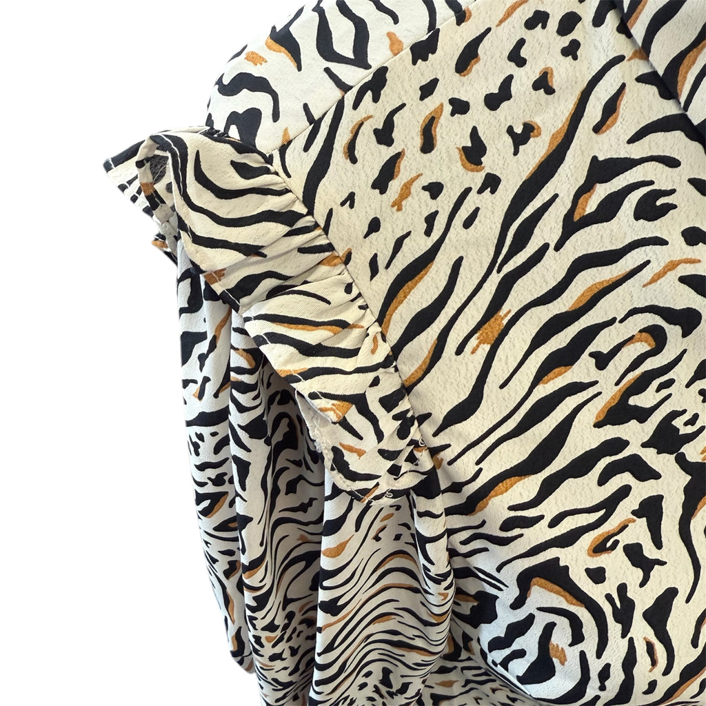 Topshop animal print frill sleeve blouse