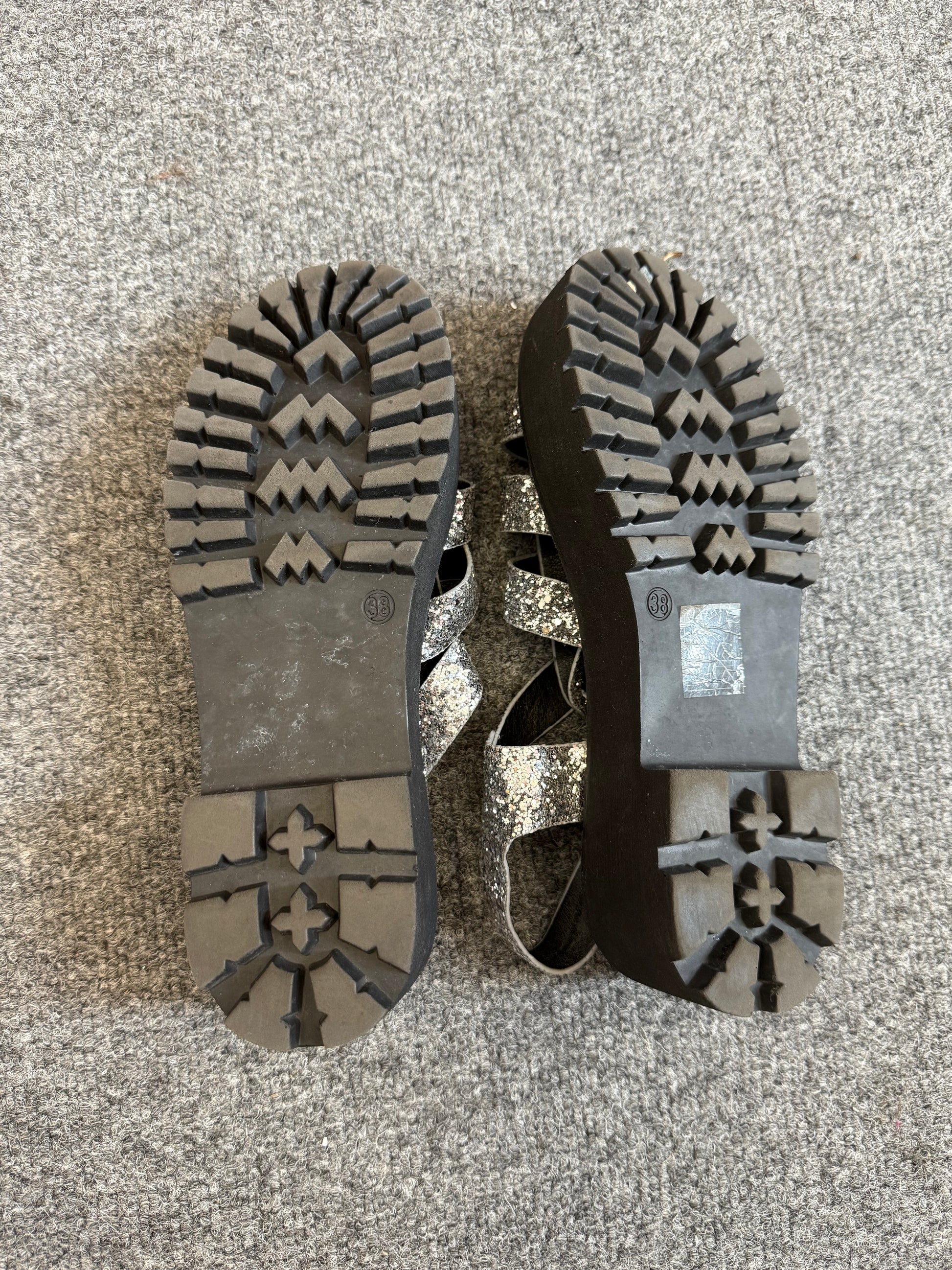 Coolway silver glitter chunky sandals