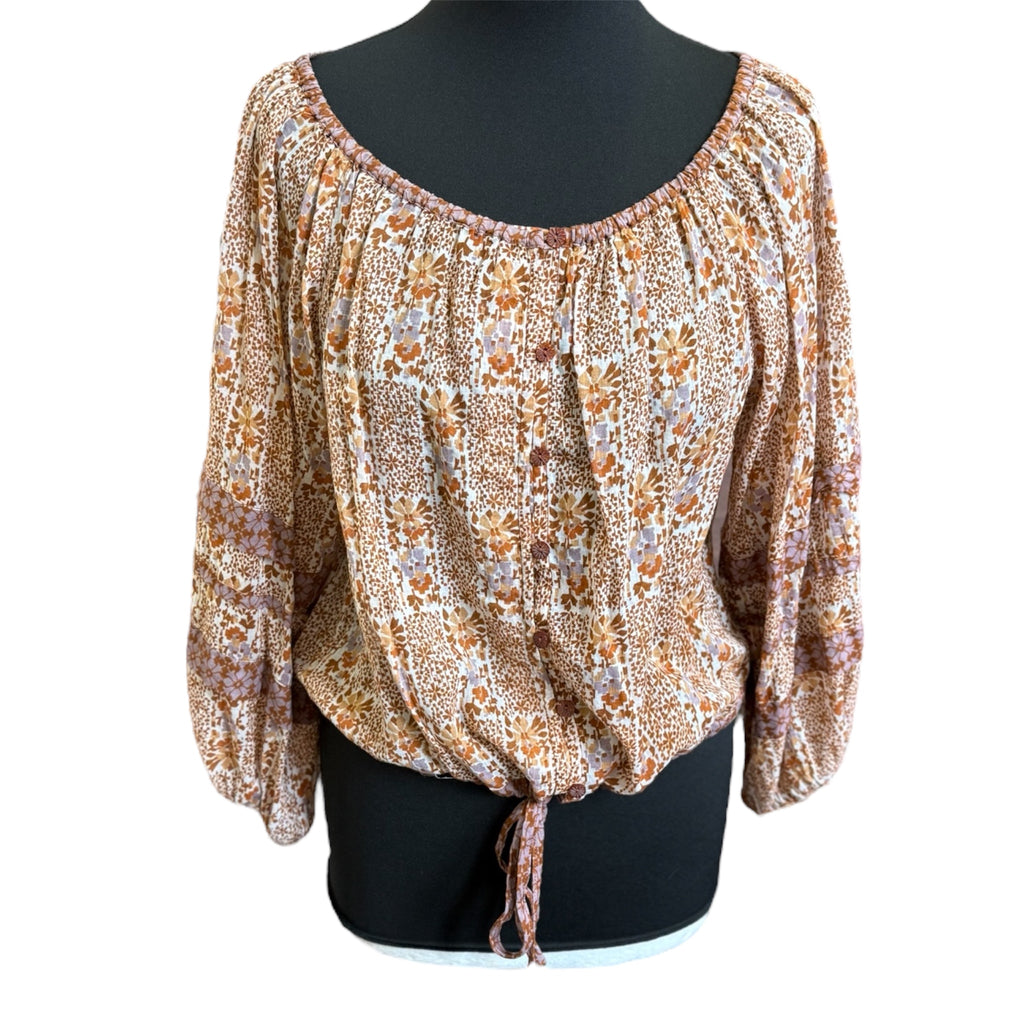 Floral button fastening long sleeve blouse