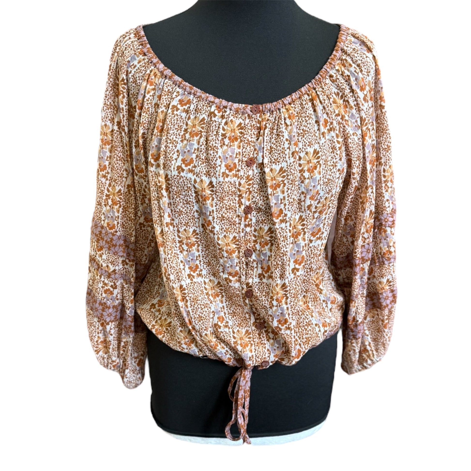 Floral button fastening long sleeve blouse