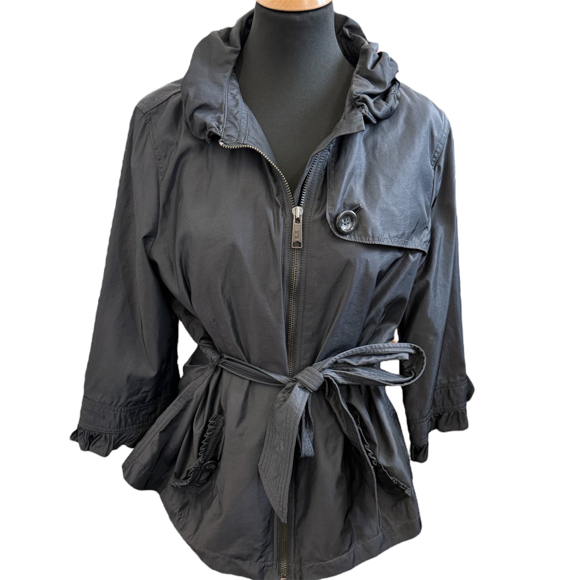 Betty Jackson belted frill detail coat