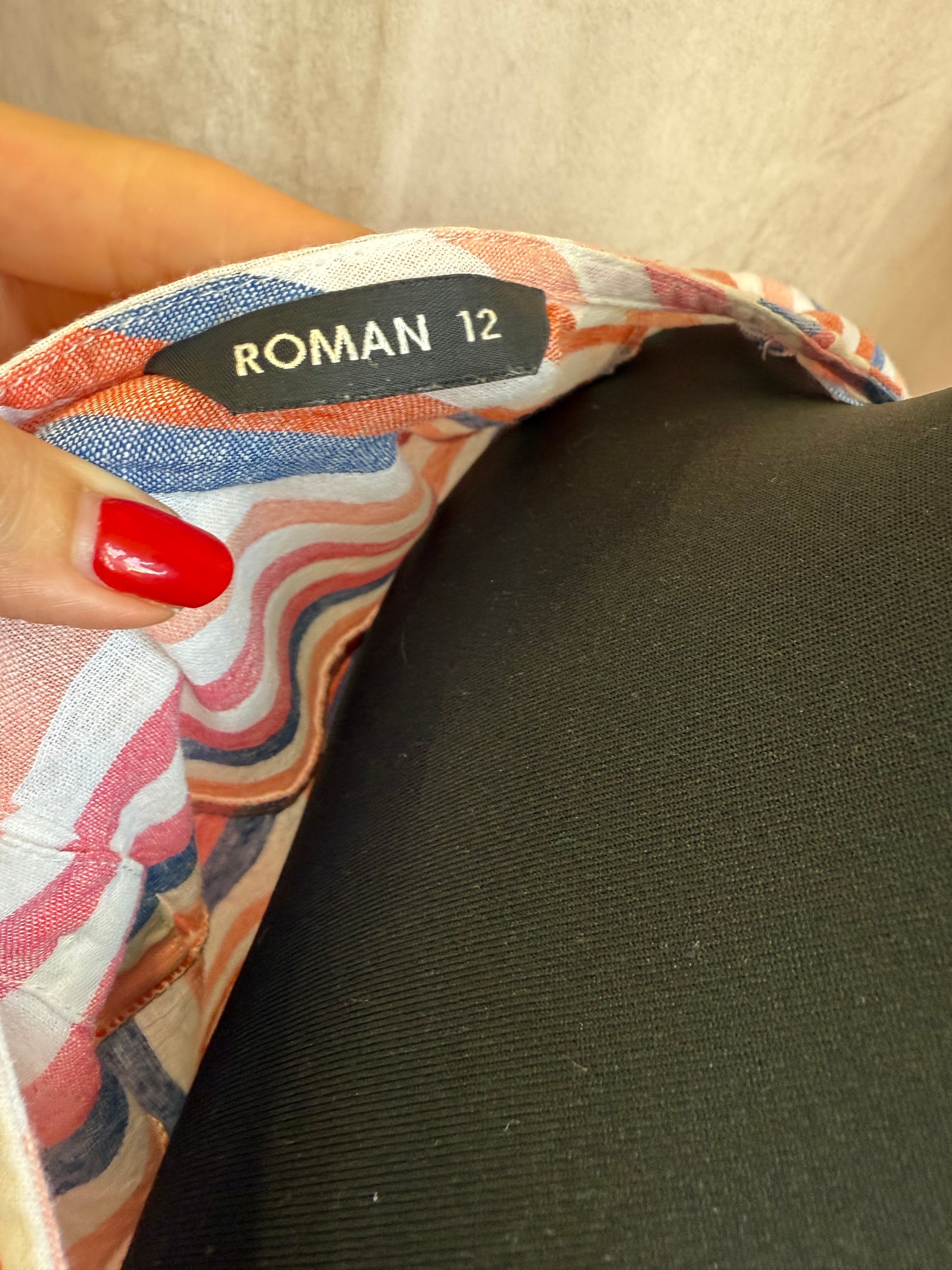 Roman stripe button back dress
