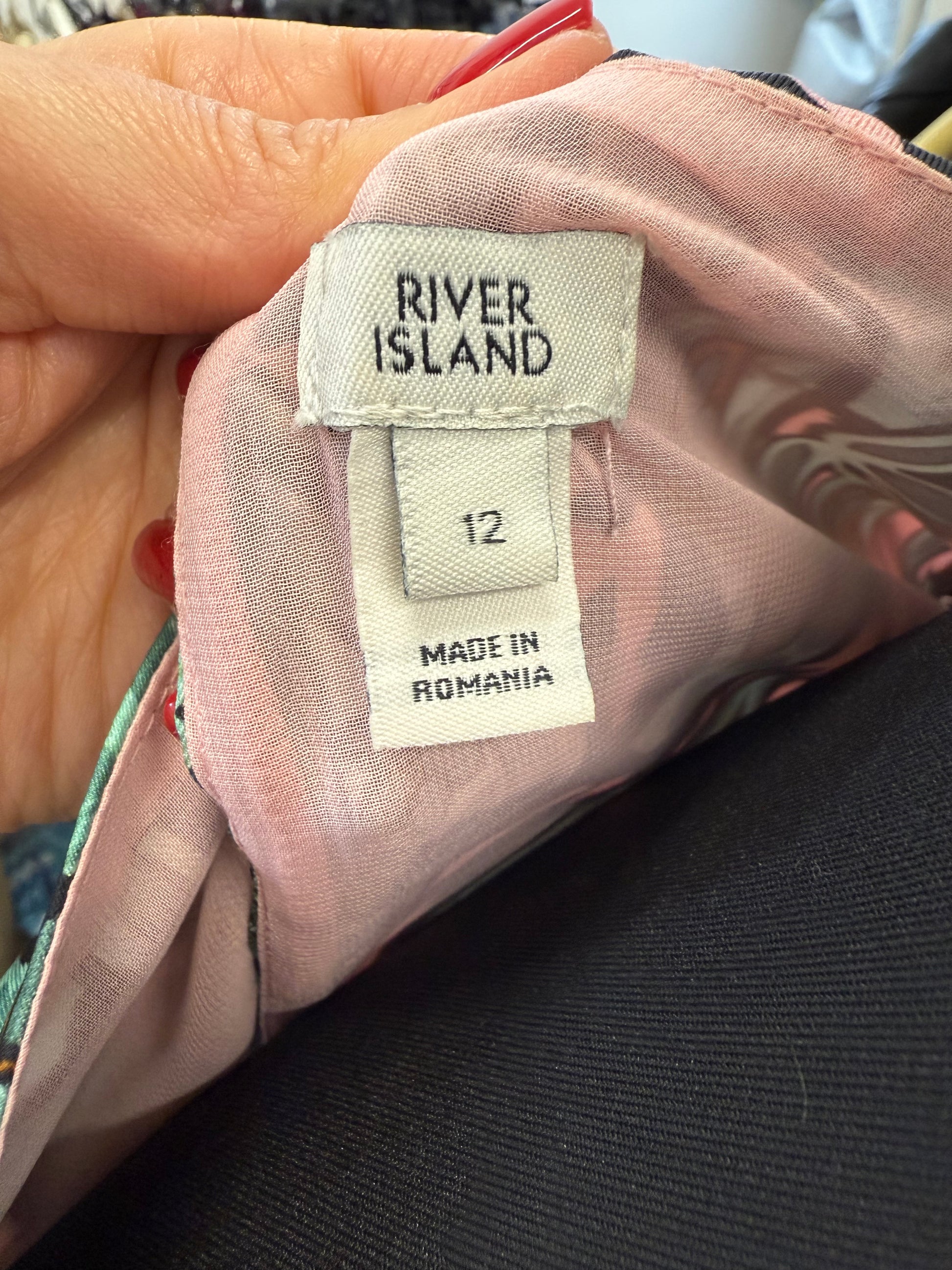 River Island feather sleeve print dress