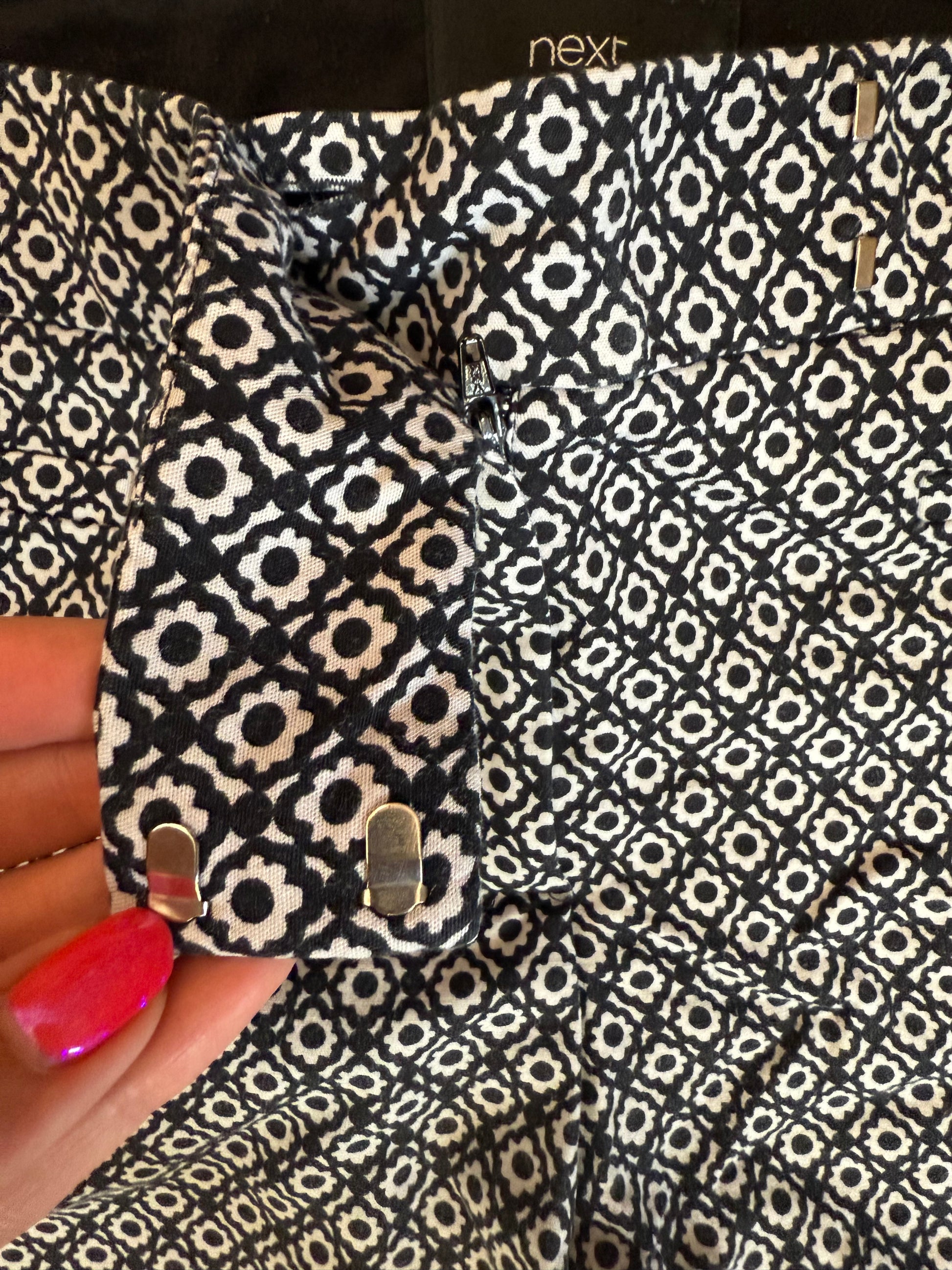 Next geometric print tapered trousers