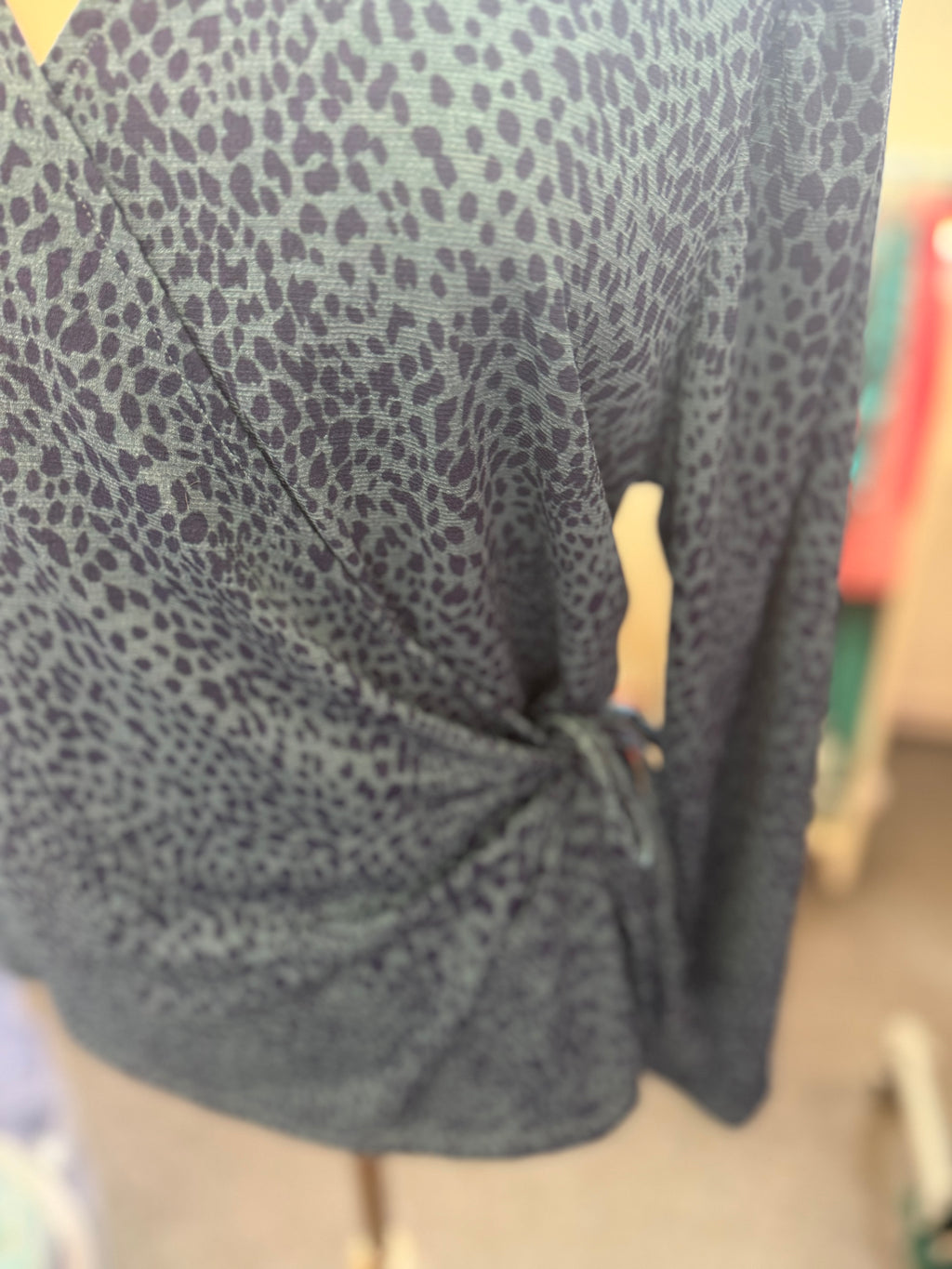 TU animal print long sleeve tie blouse