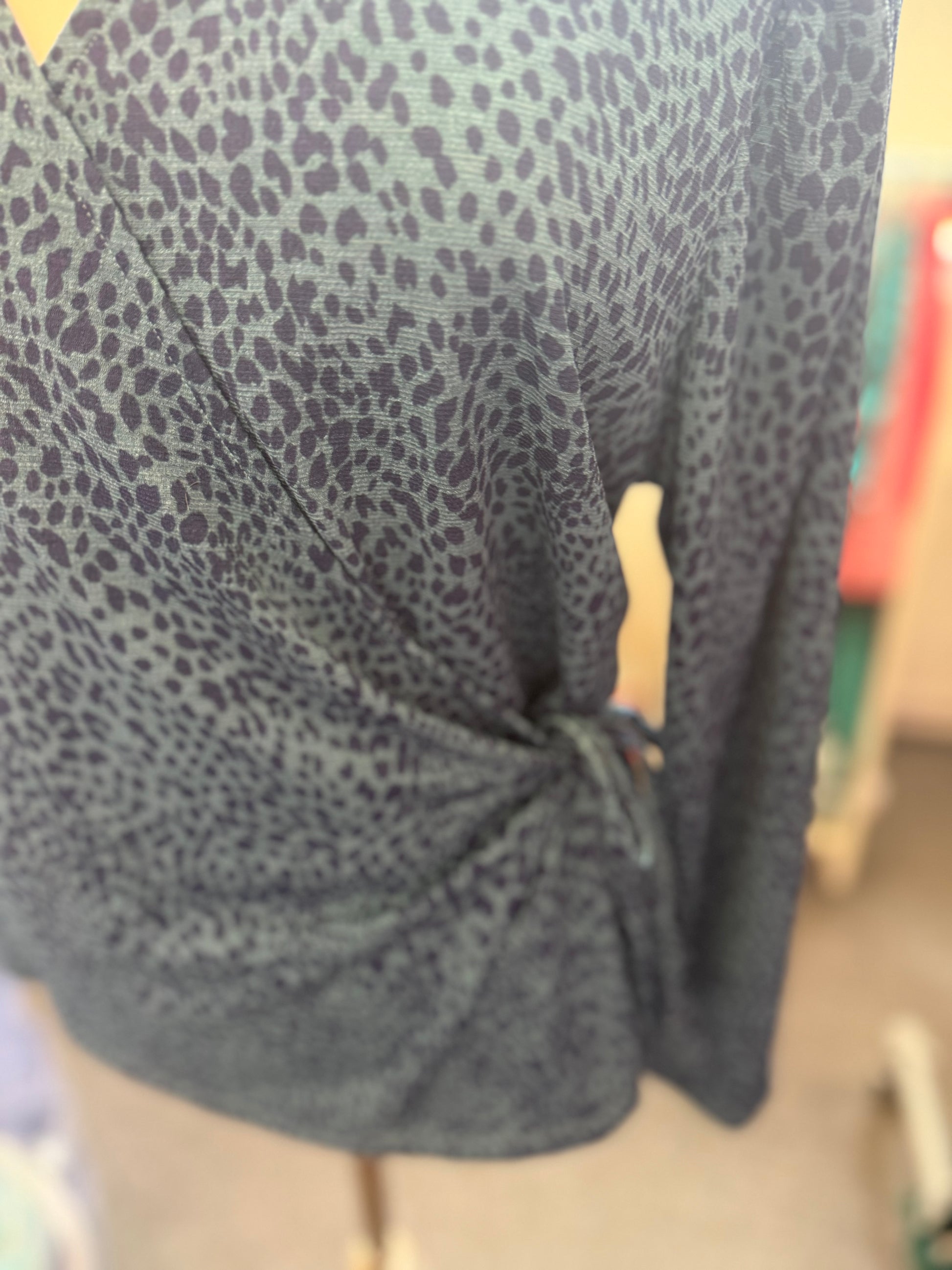 TU animal print long sleeve tie blouse