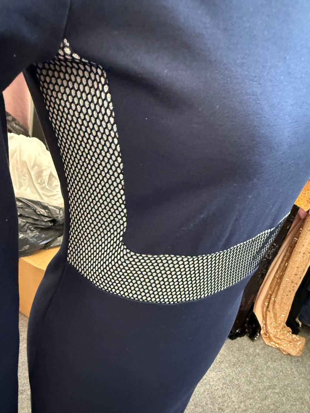 M&S navy long sleeved bodycon dress