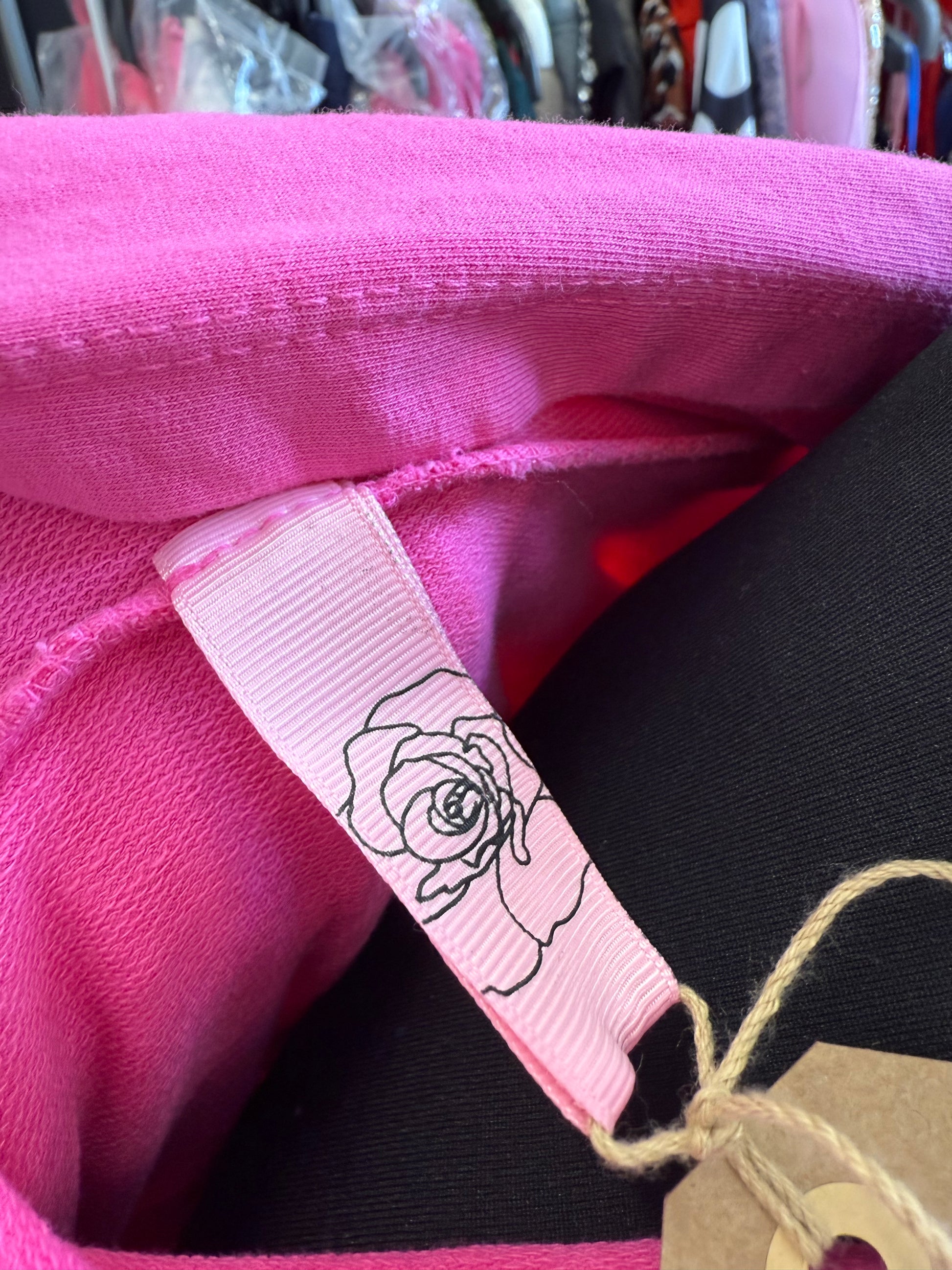 Pink print back oversize hoodie