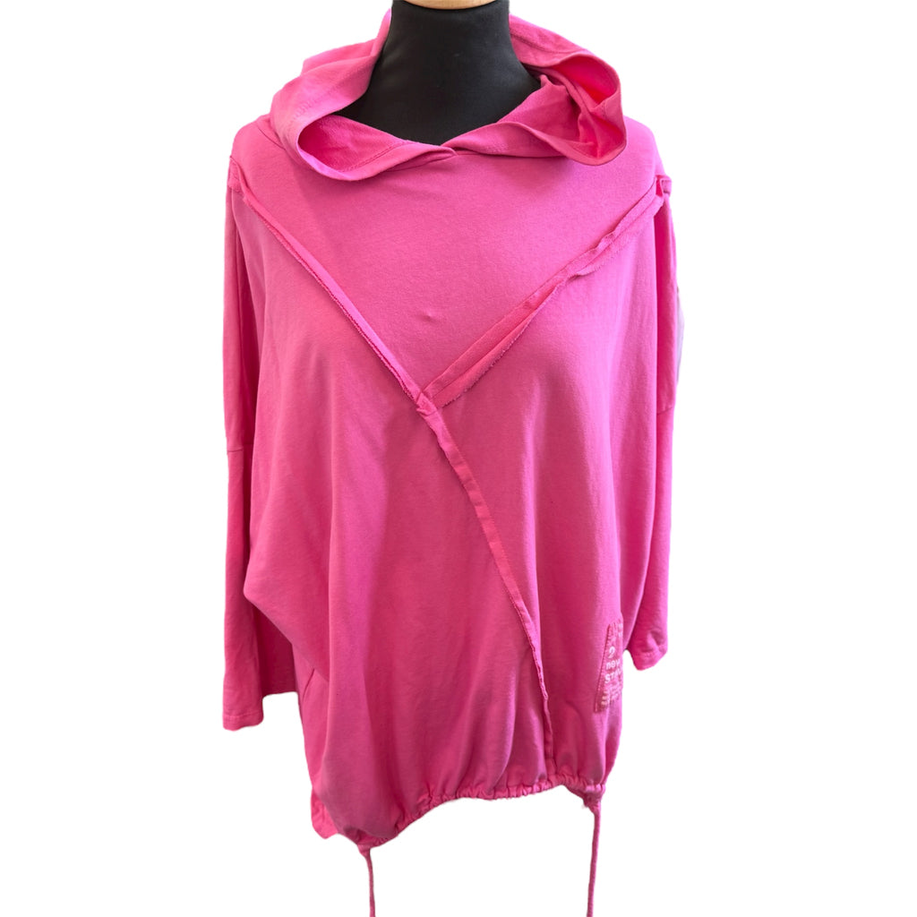 Pink print back oversize hoodie
