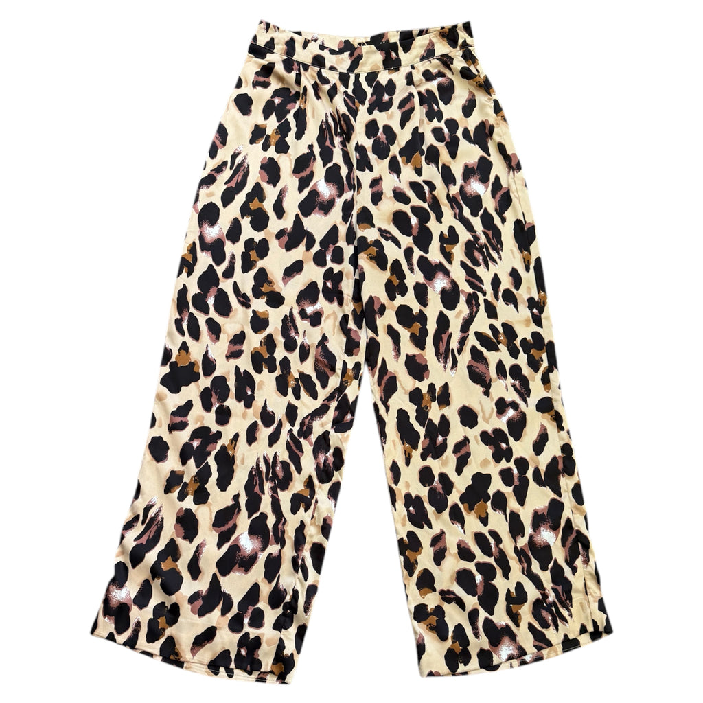 PLT leopard print wide leg trousers