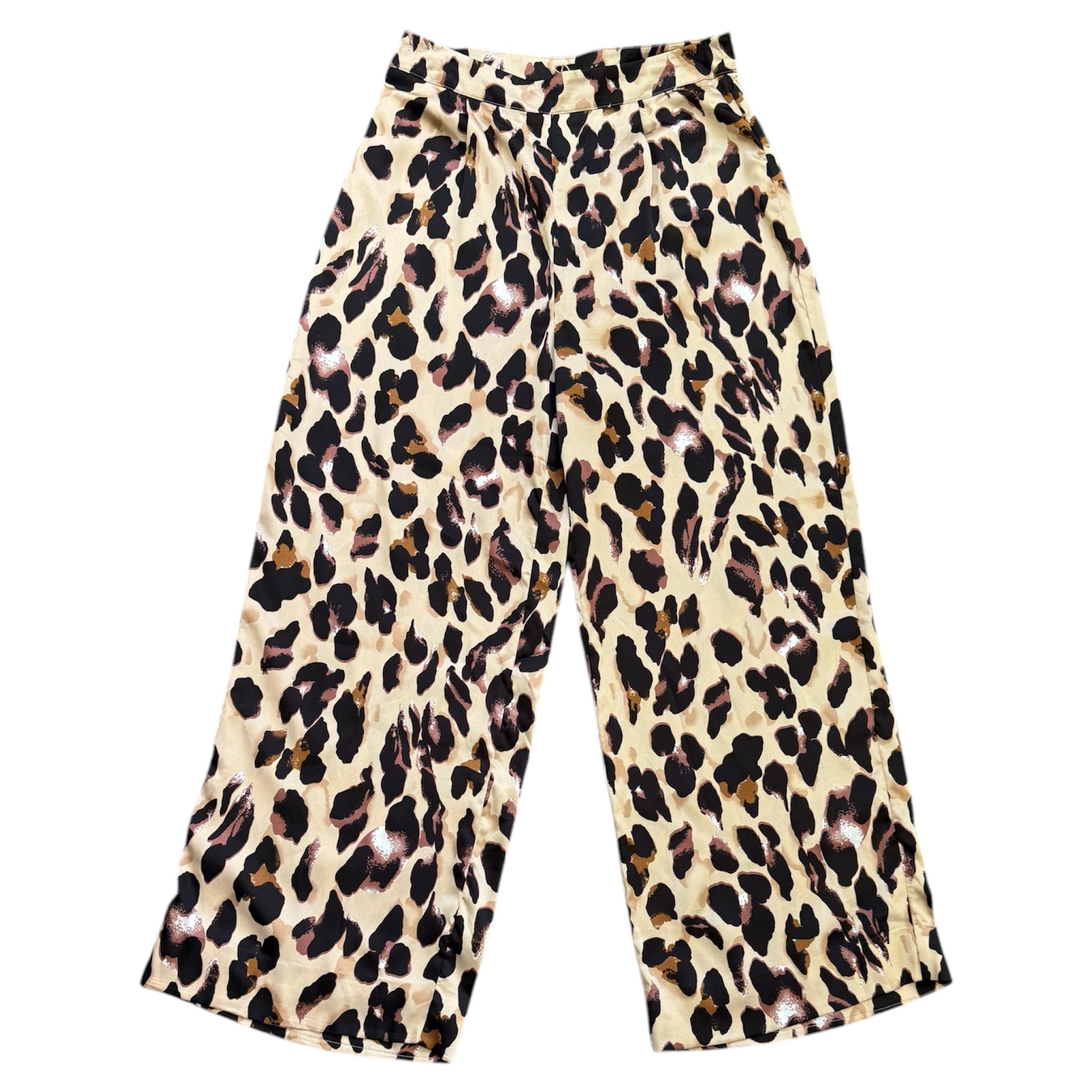 PLT leopard print wide leg trousers
