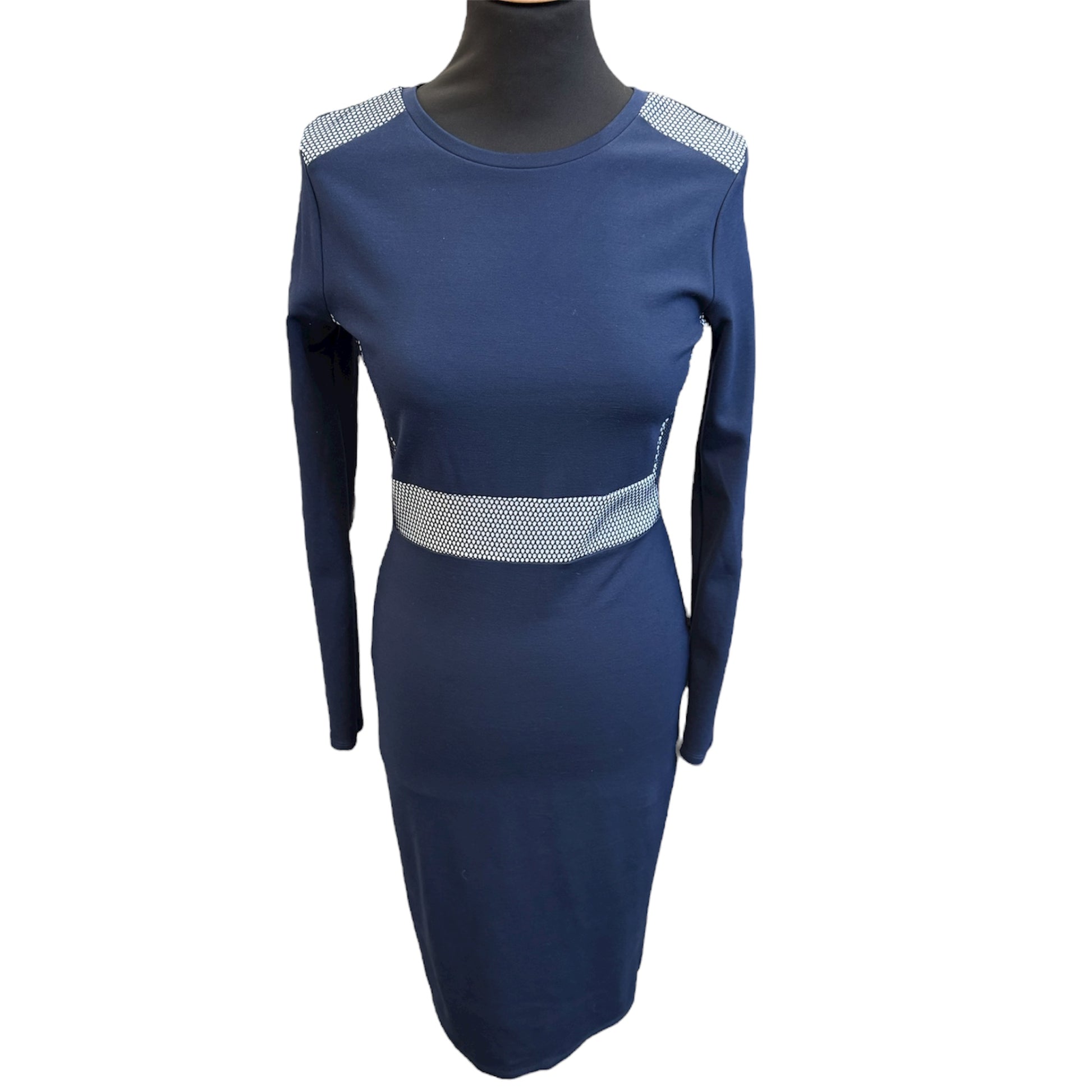 M&S navy long sleeved bodycon dress