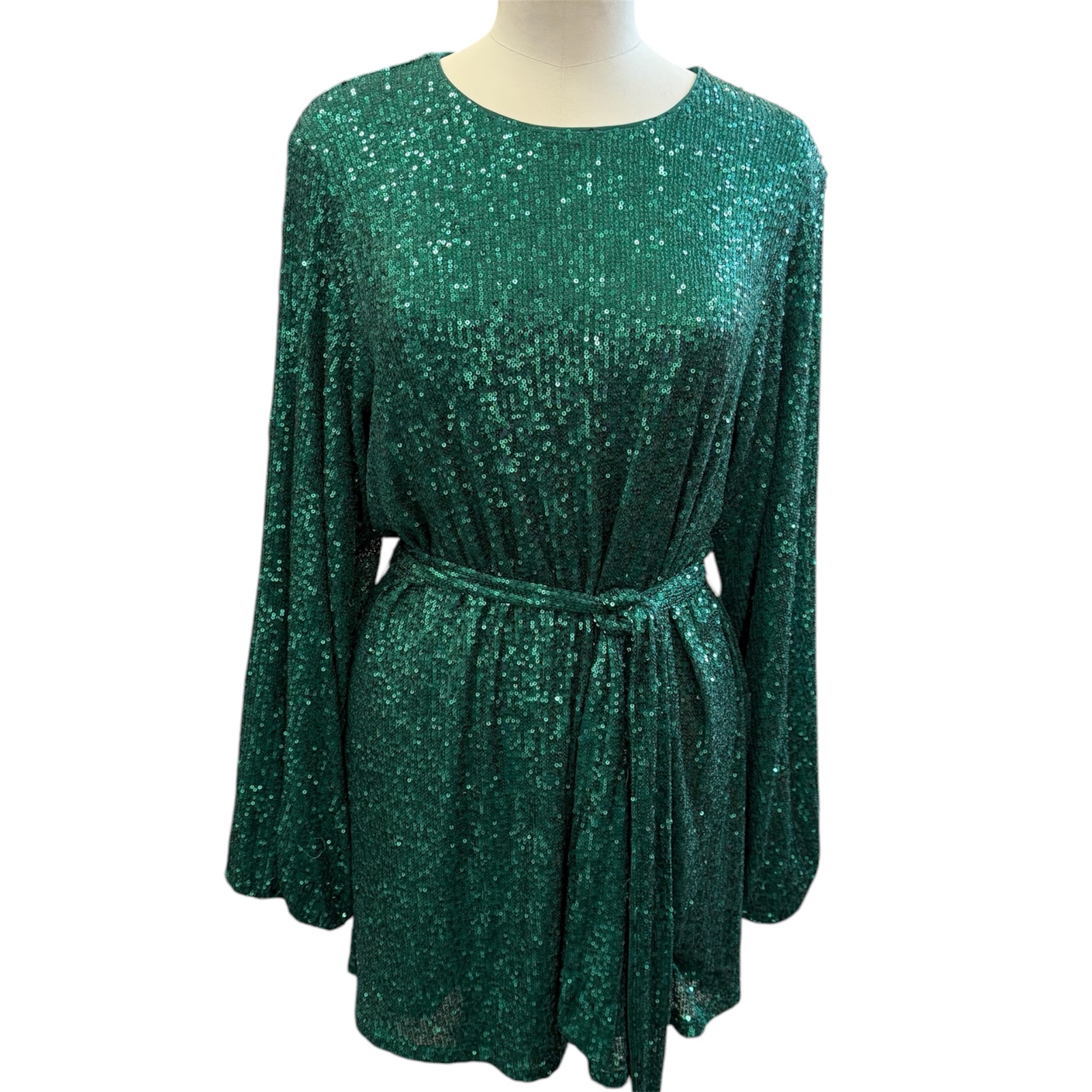 In the Style belted mini sequin dress