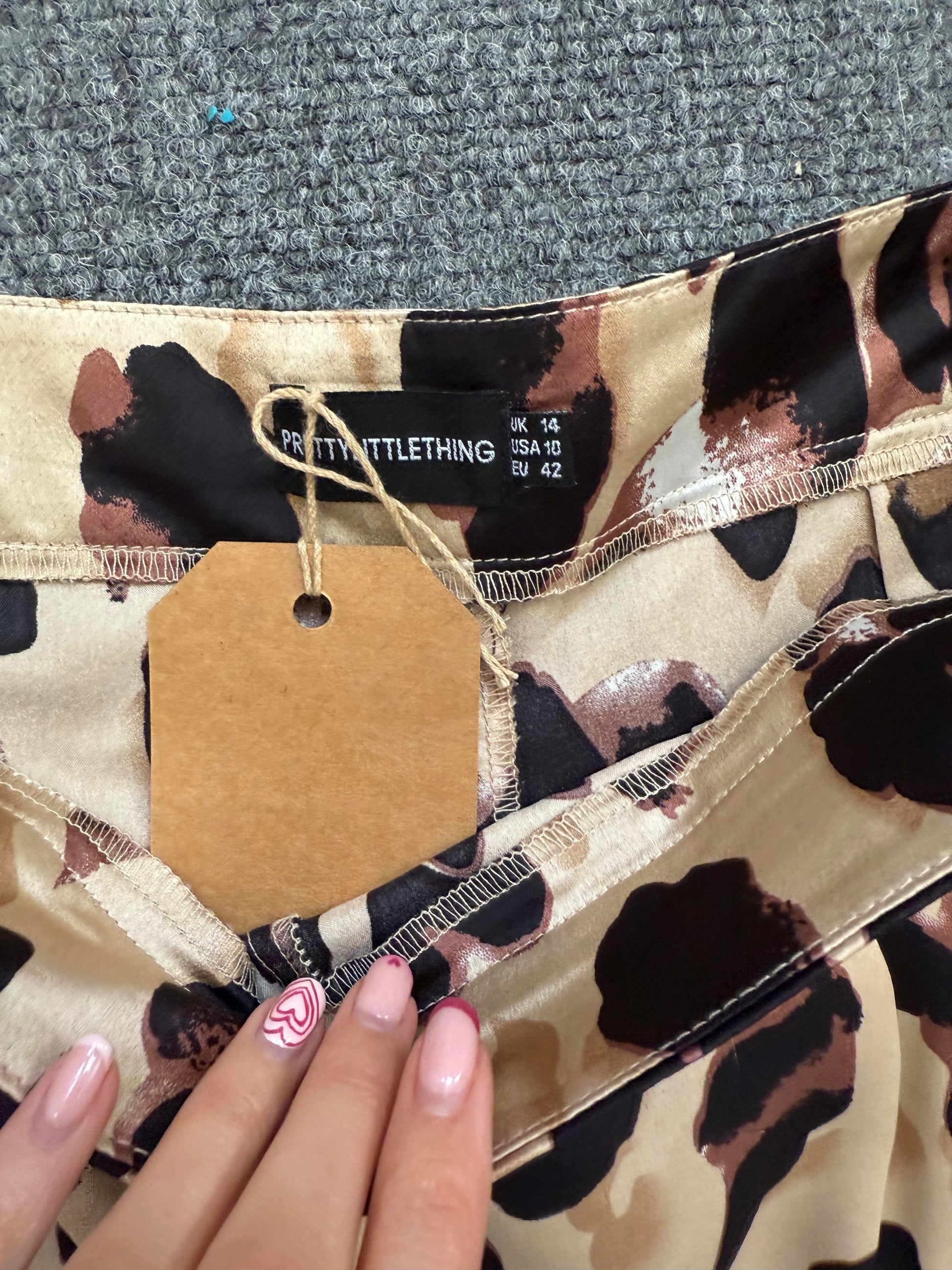 PLT leopard print wide leg trousers