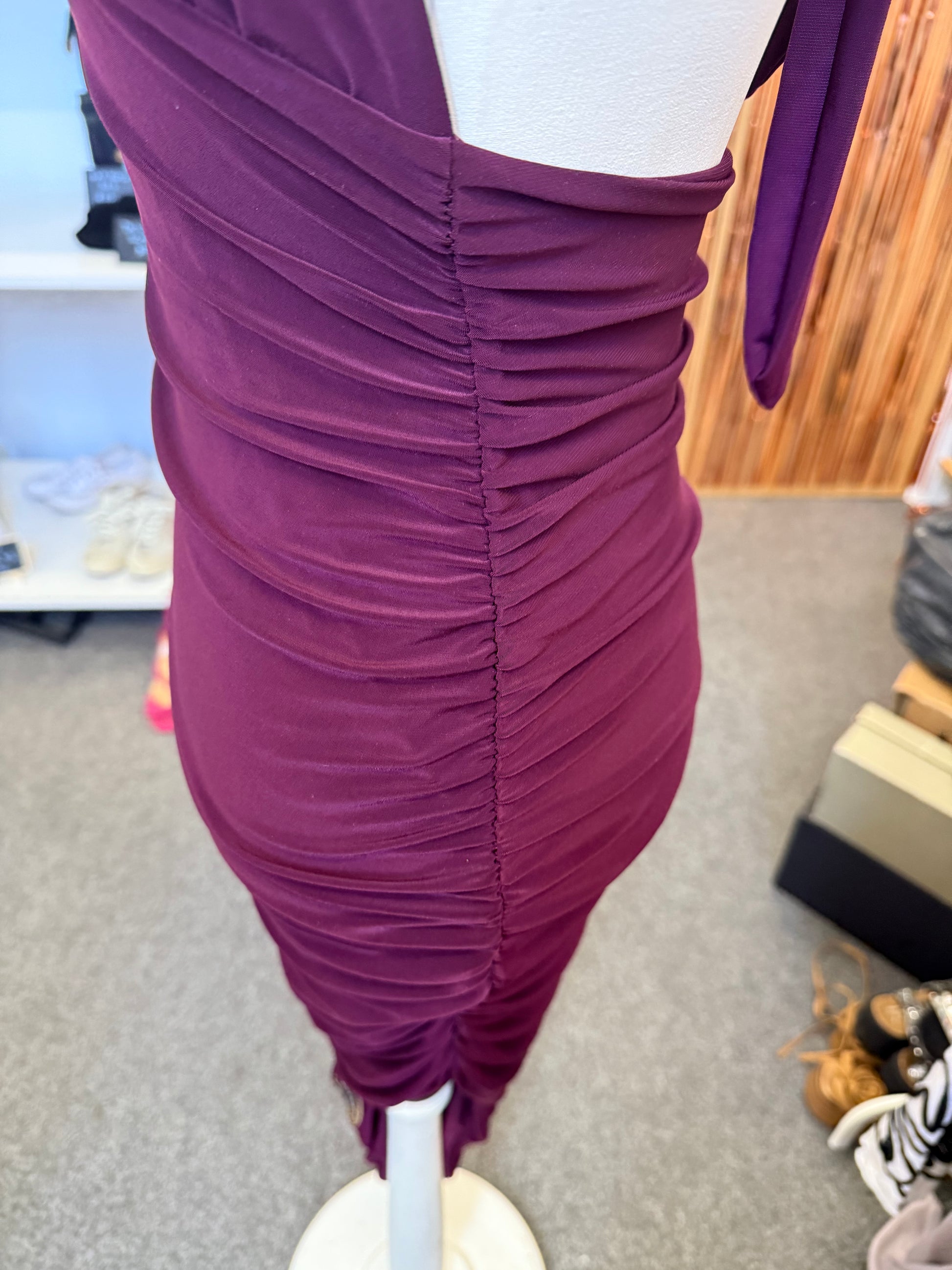 Club London halter neck rusche detail midi dress