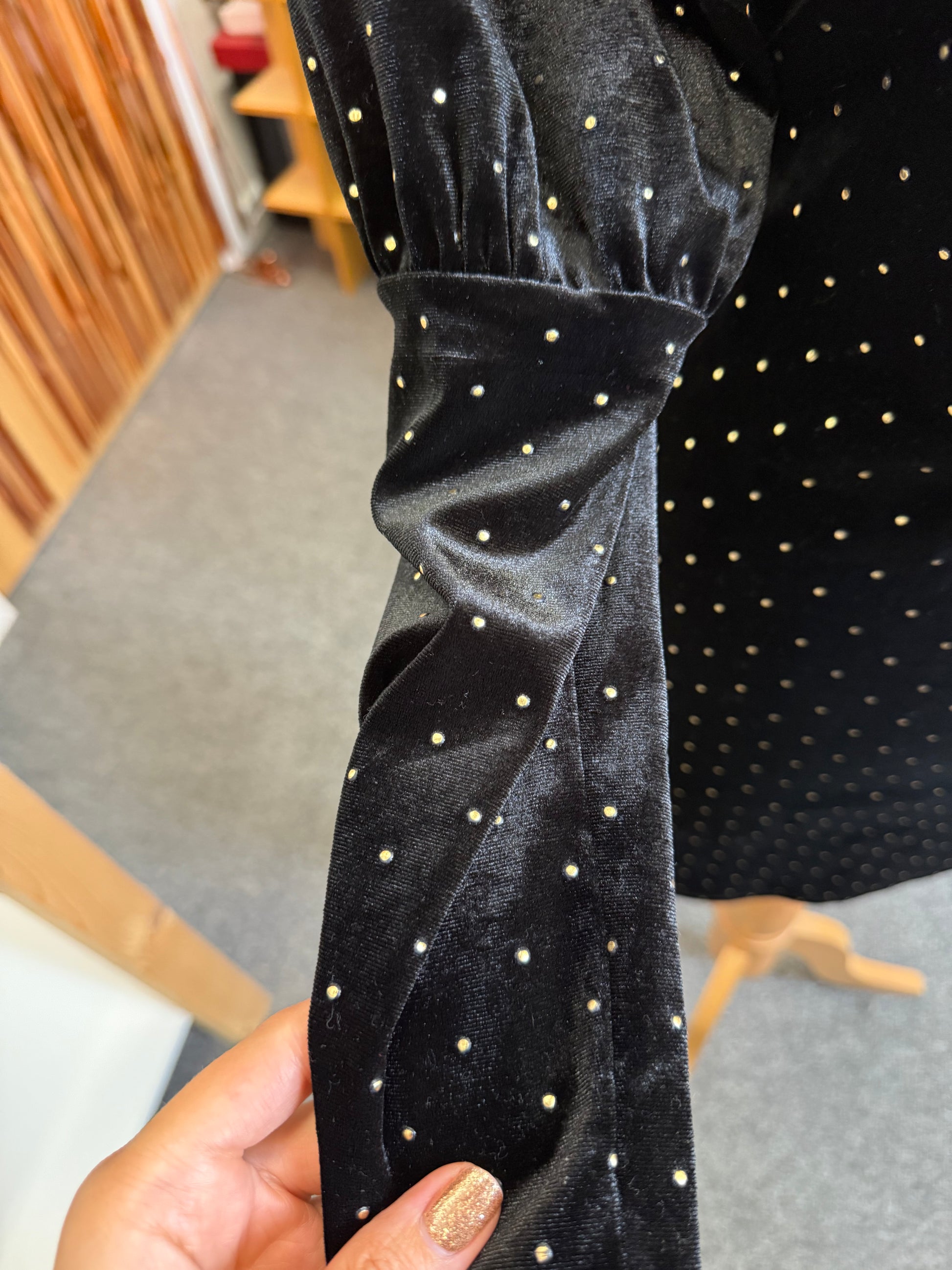 George gold stud velour mini dress