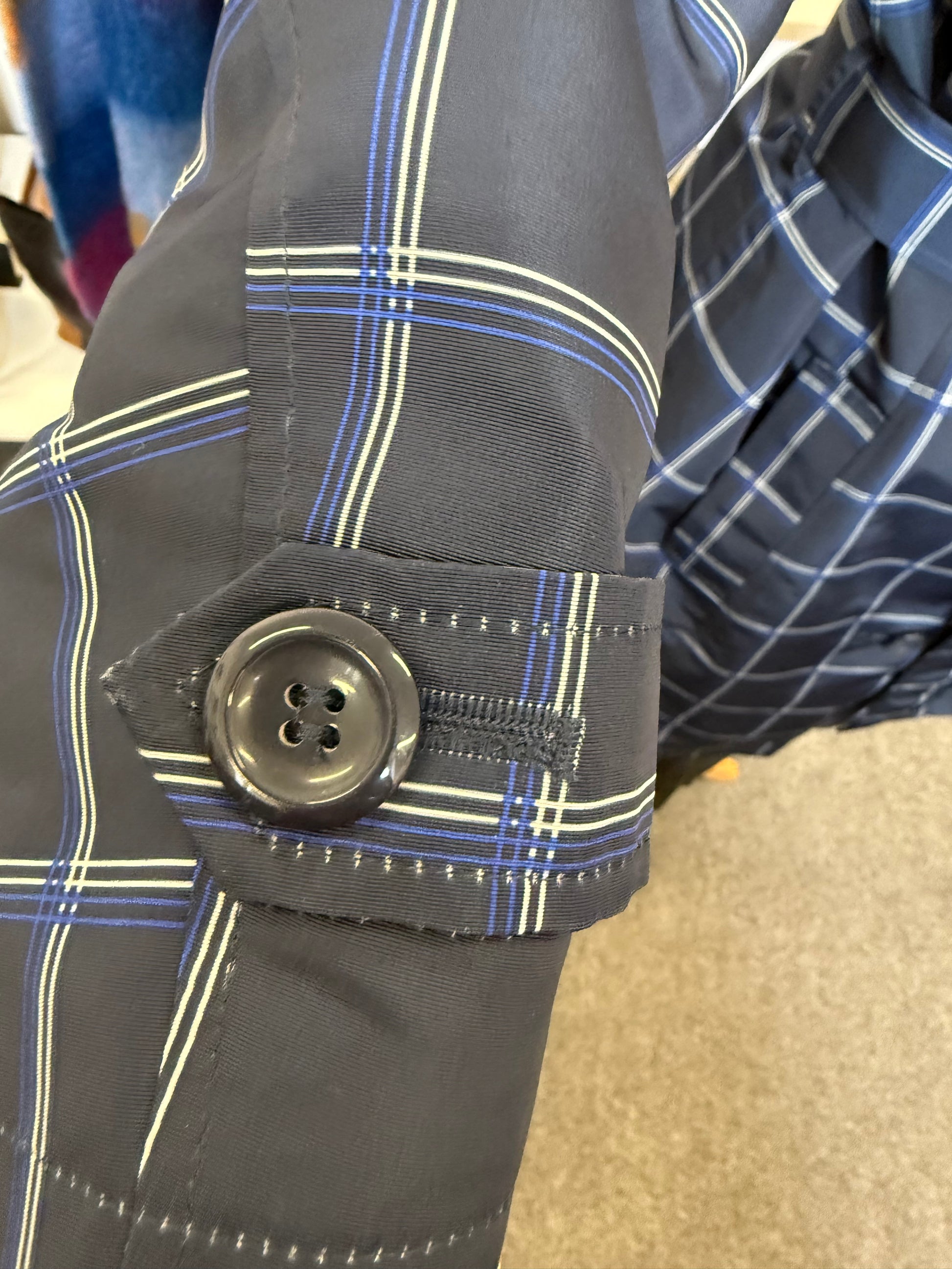 M&S navy check mac style jacket