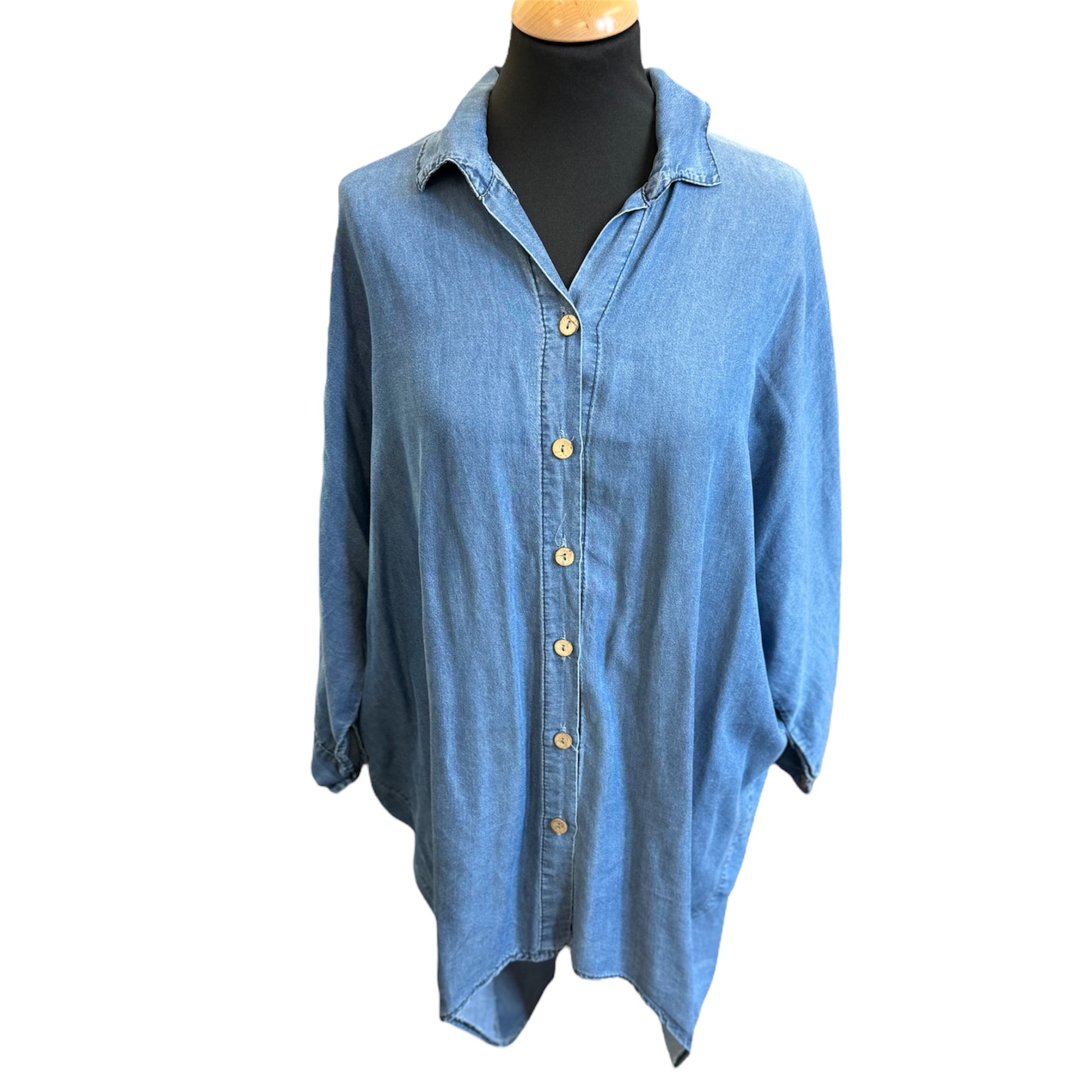 Made in Italy oversize denim longline shirt
