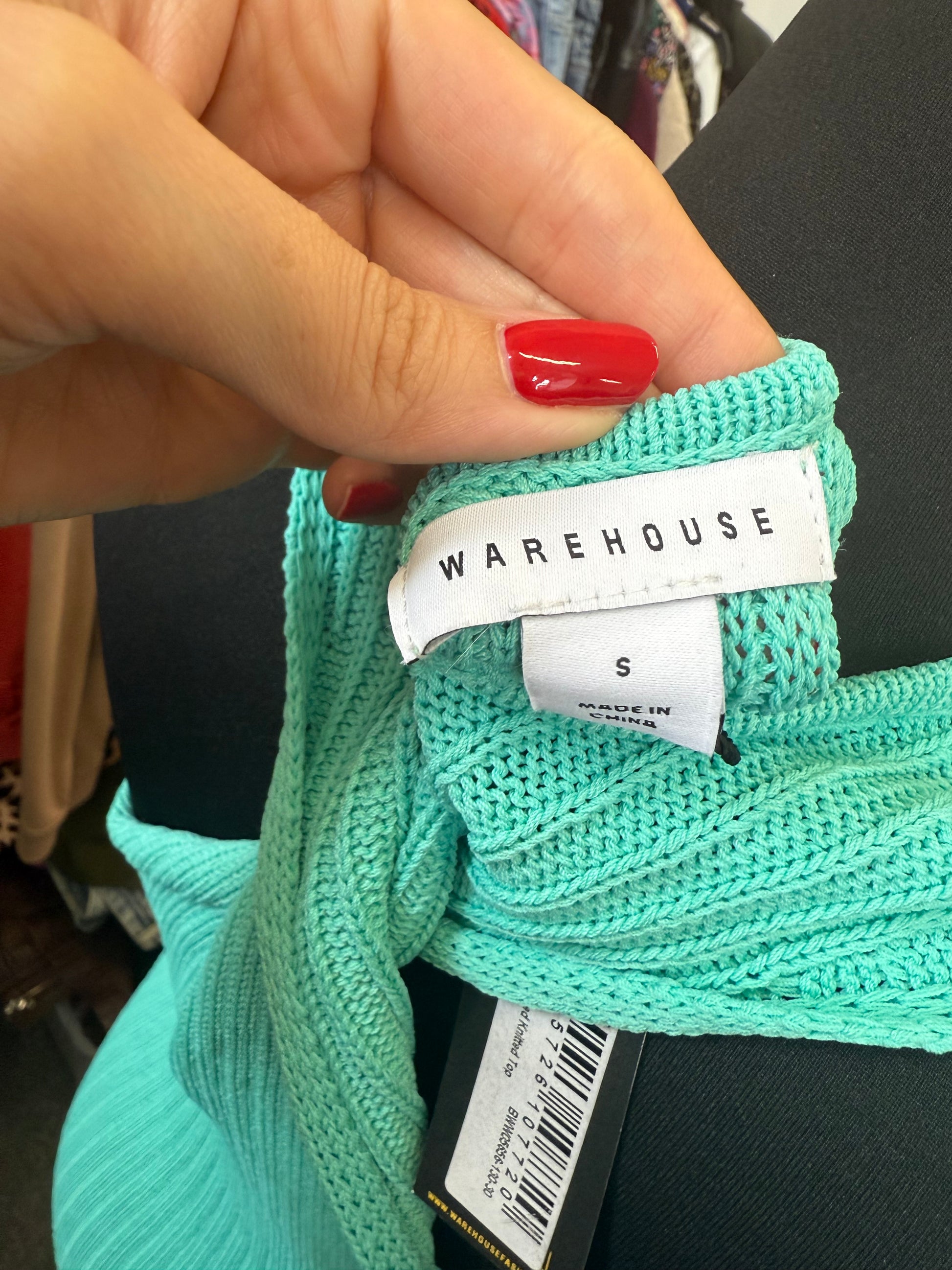 Warehouse teal knitted twist back top