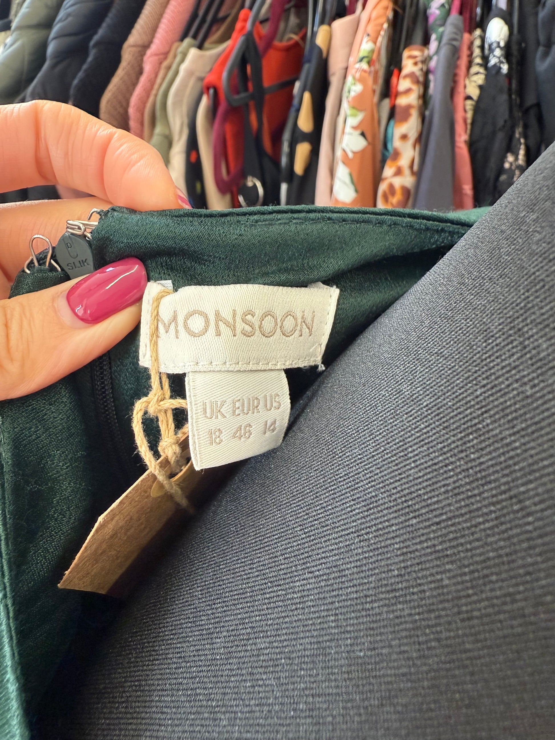 Monsoon deep green knot front bat wing top