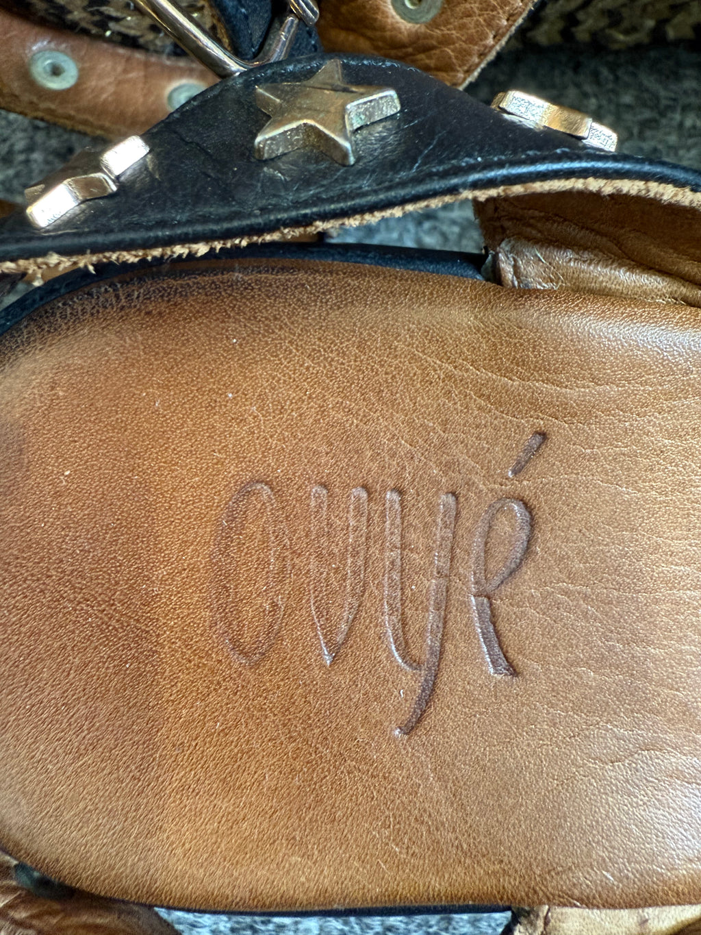 Ovye black star detail wedge sandals