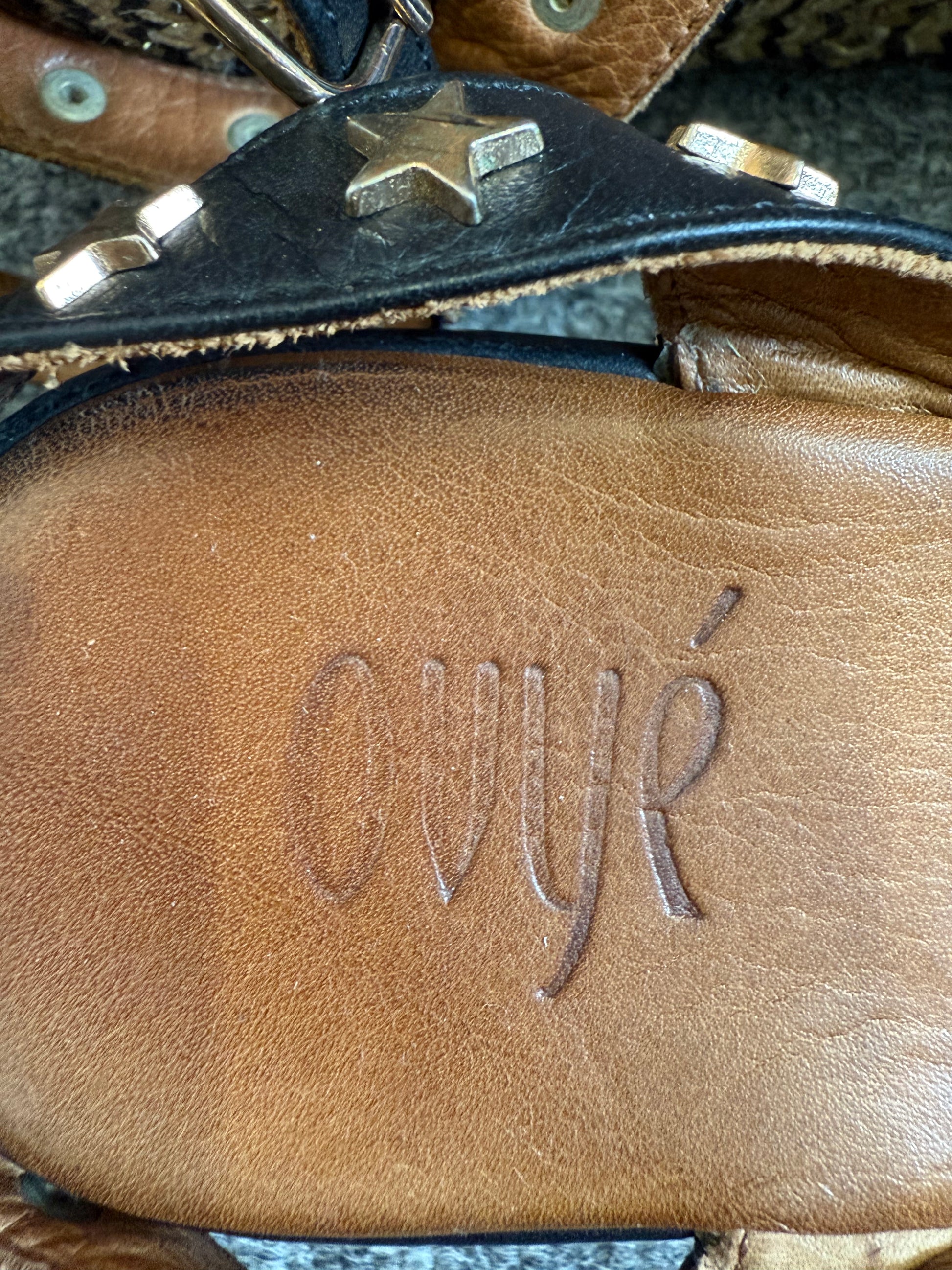 Ovye black star detail wedge sandals
