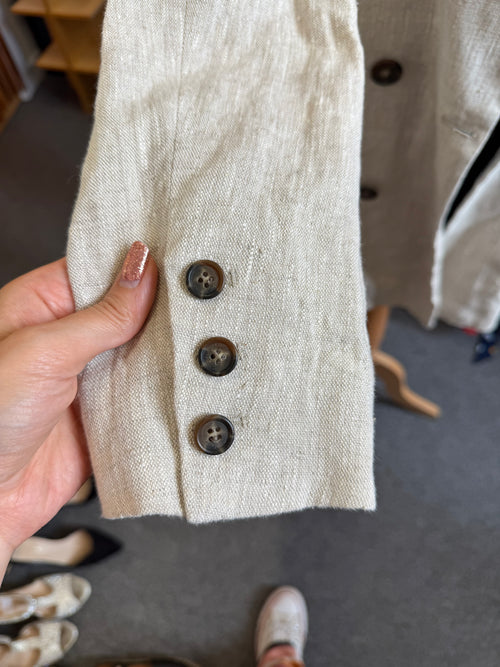 A-line cream linen oversize blazer